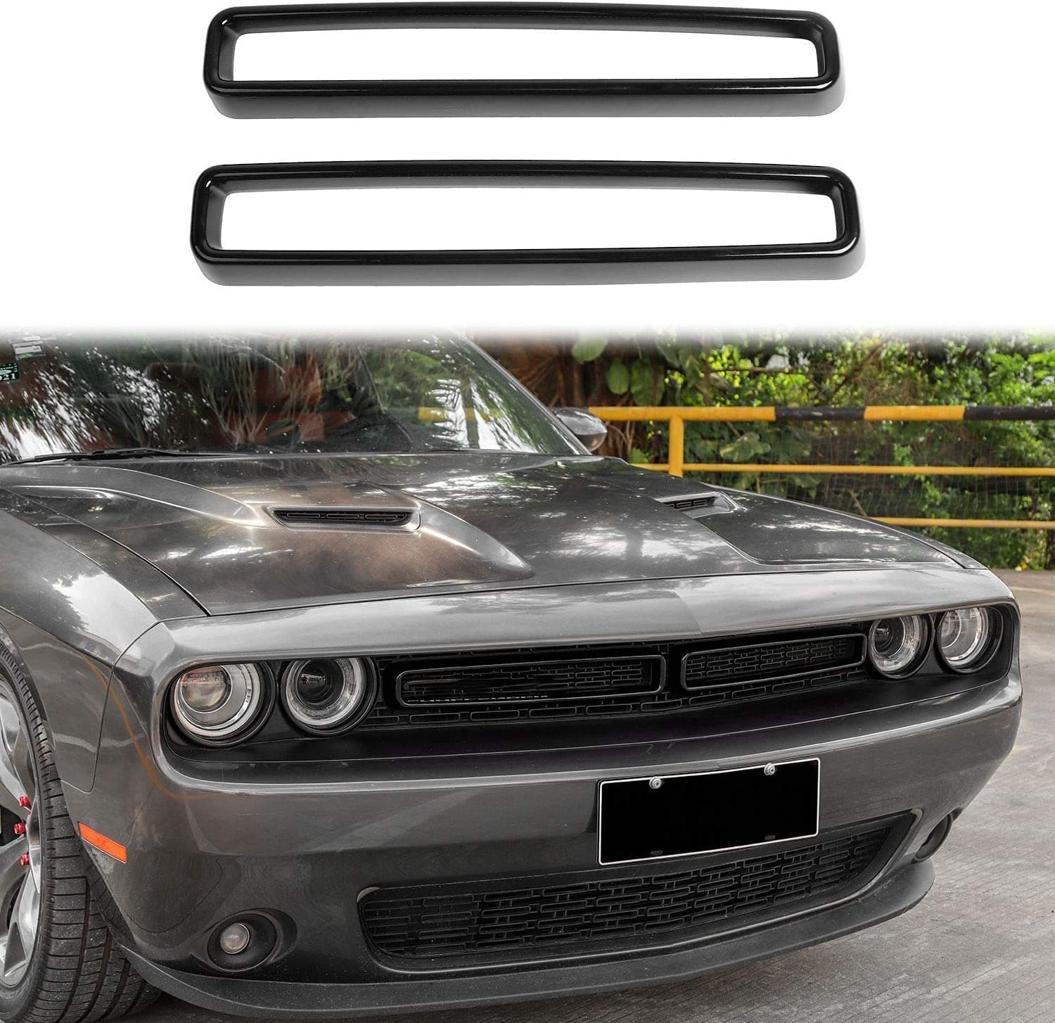 Voodonala for Challenger Front Grille Inserts for 2015-2023 Dodge Challenger Accessories, ABS Matte Black 2pcs