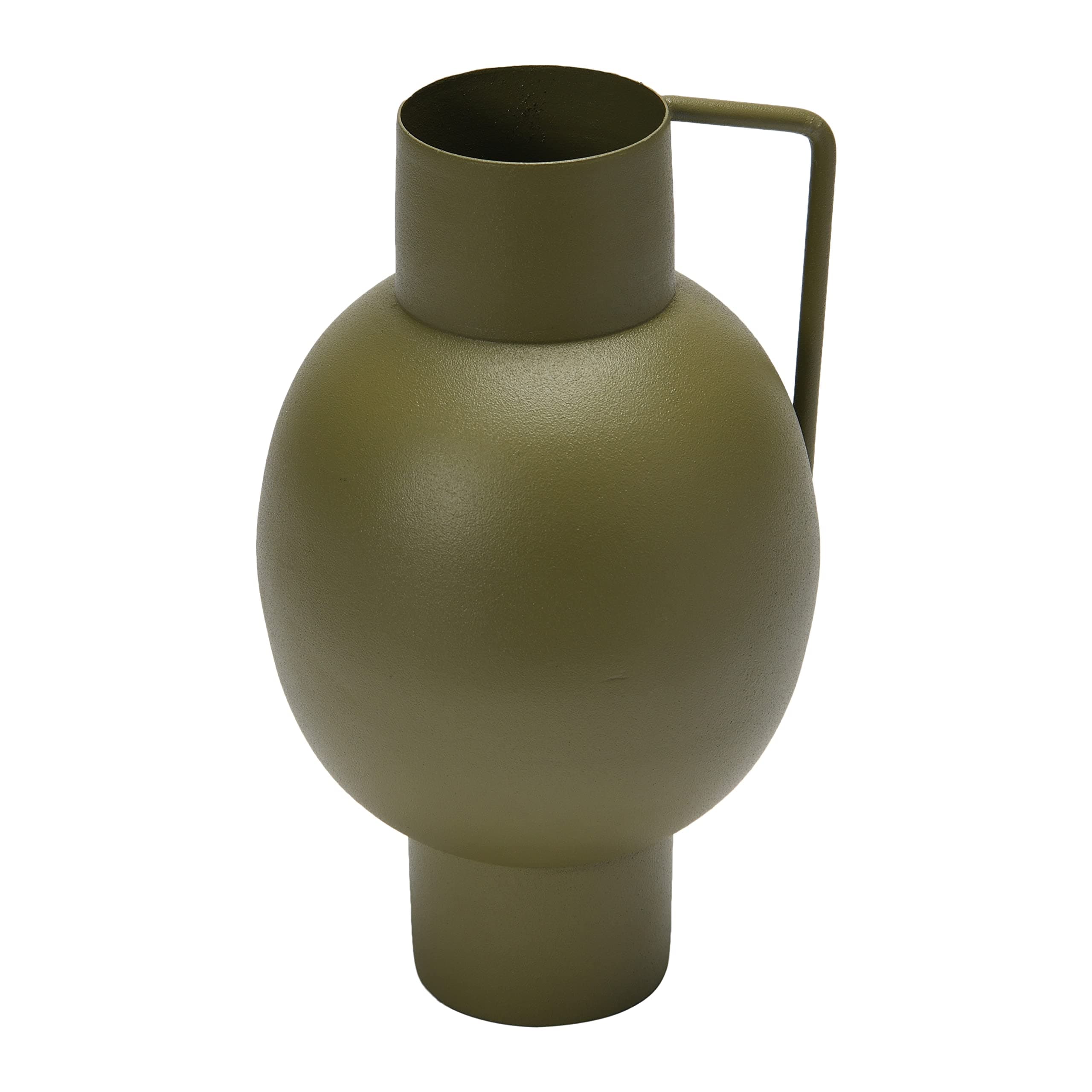 Textured Metal Vase with Handle, Celadon