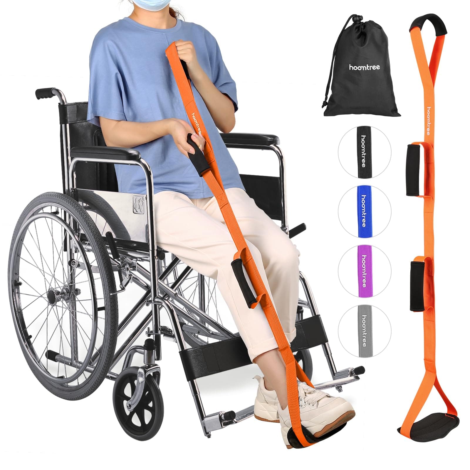 39'' Long Leg Lifter Hip Replacement,Rigid Leg Lifter Strap for Knee Replacement Surgery Recovery,Foot Lifter Easily Get in and Out of Bed,Car,Wheelchair,with Padded Loop for Hands and Feet