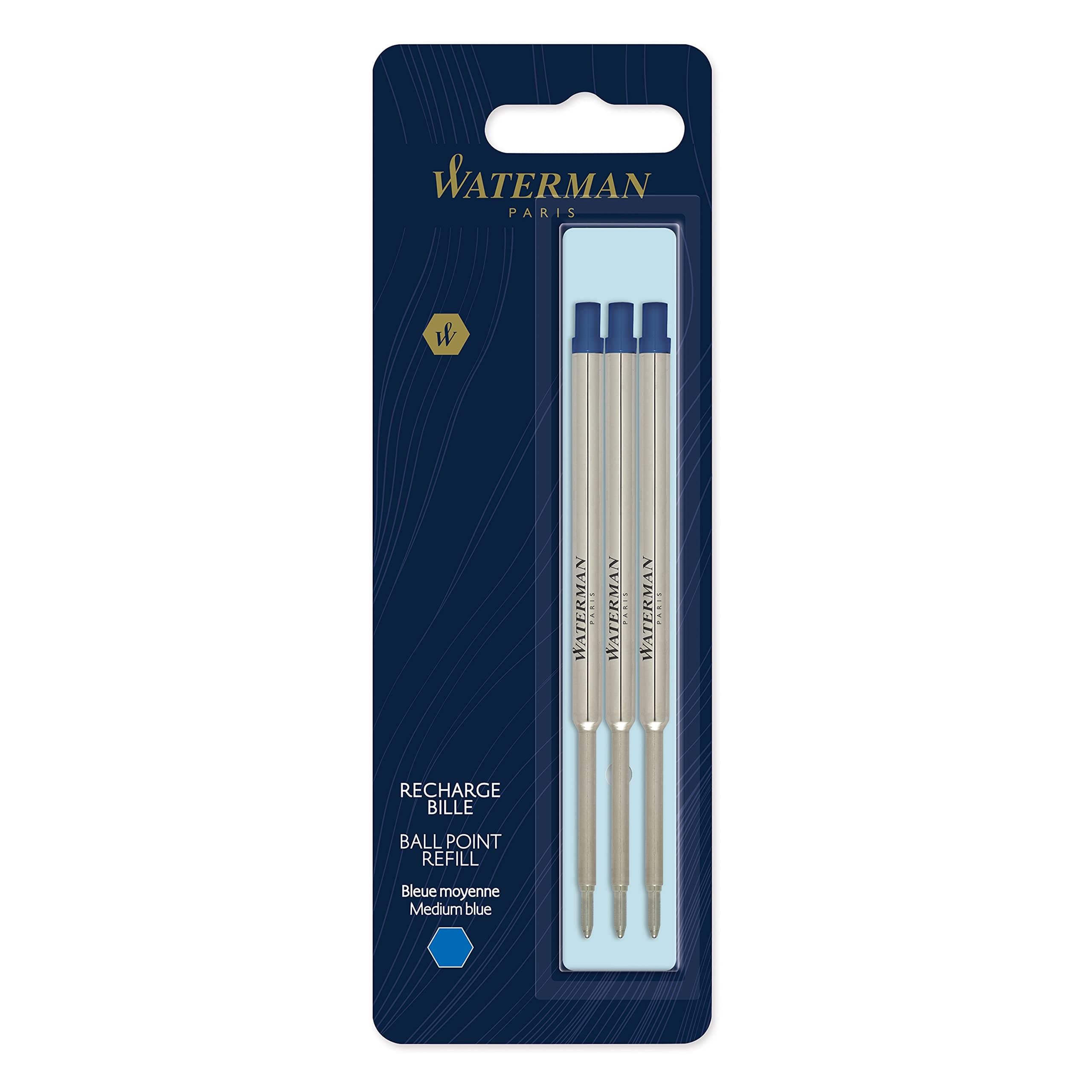 Ballpoint Pen Refill, Medium Point, Blue Ink, 3 Count