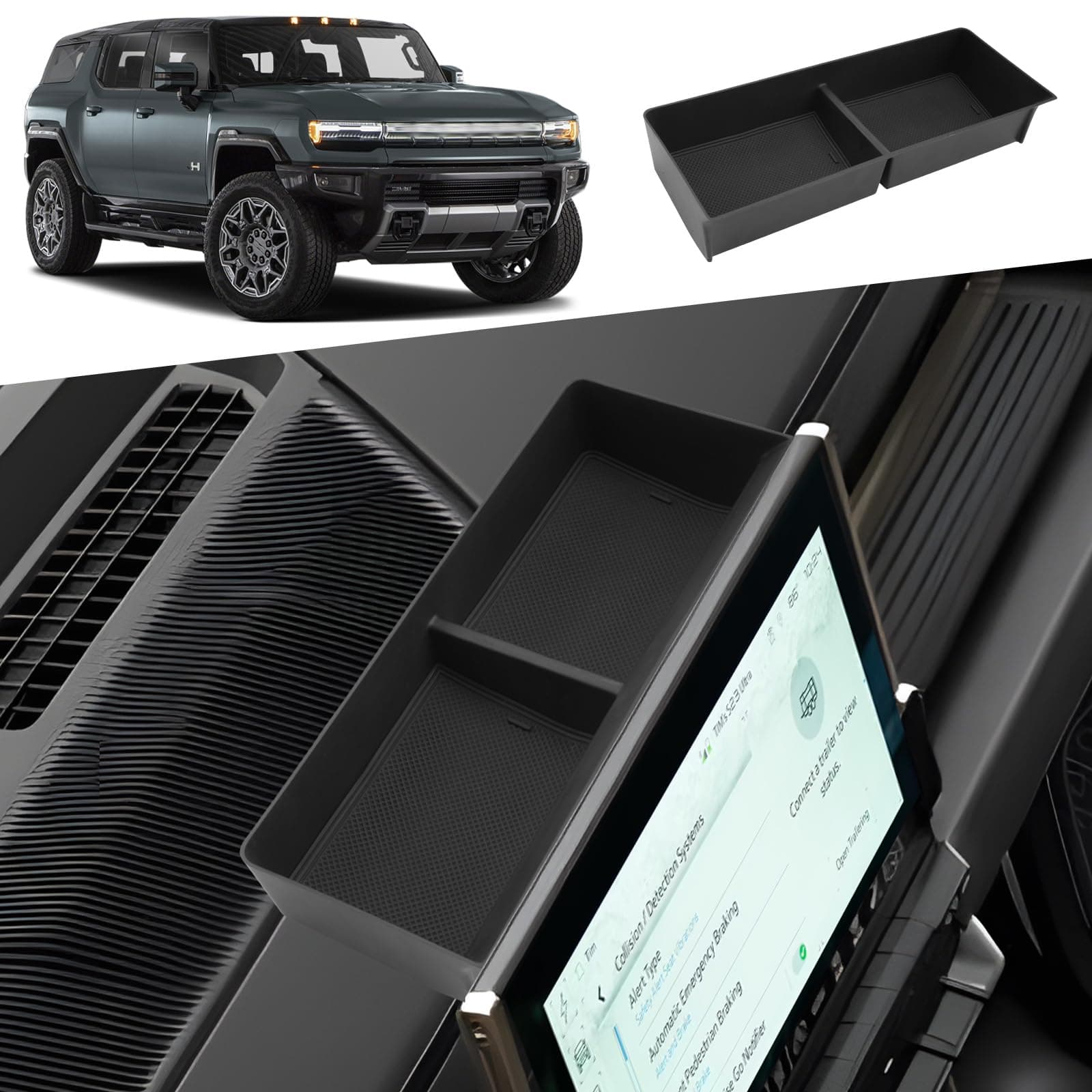 Compatible with 2025 Hummer EV Behind Screen Storage Dashboard Organizer 2025 Hummer EV Dash Storage Tray for 2022-2025 GMC Hummer EV Accessories Behind Dash Screen Organizer for GMC Dashboard Tray