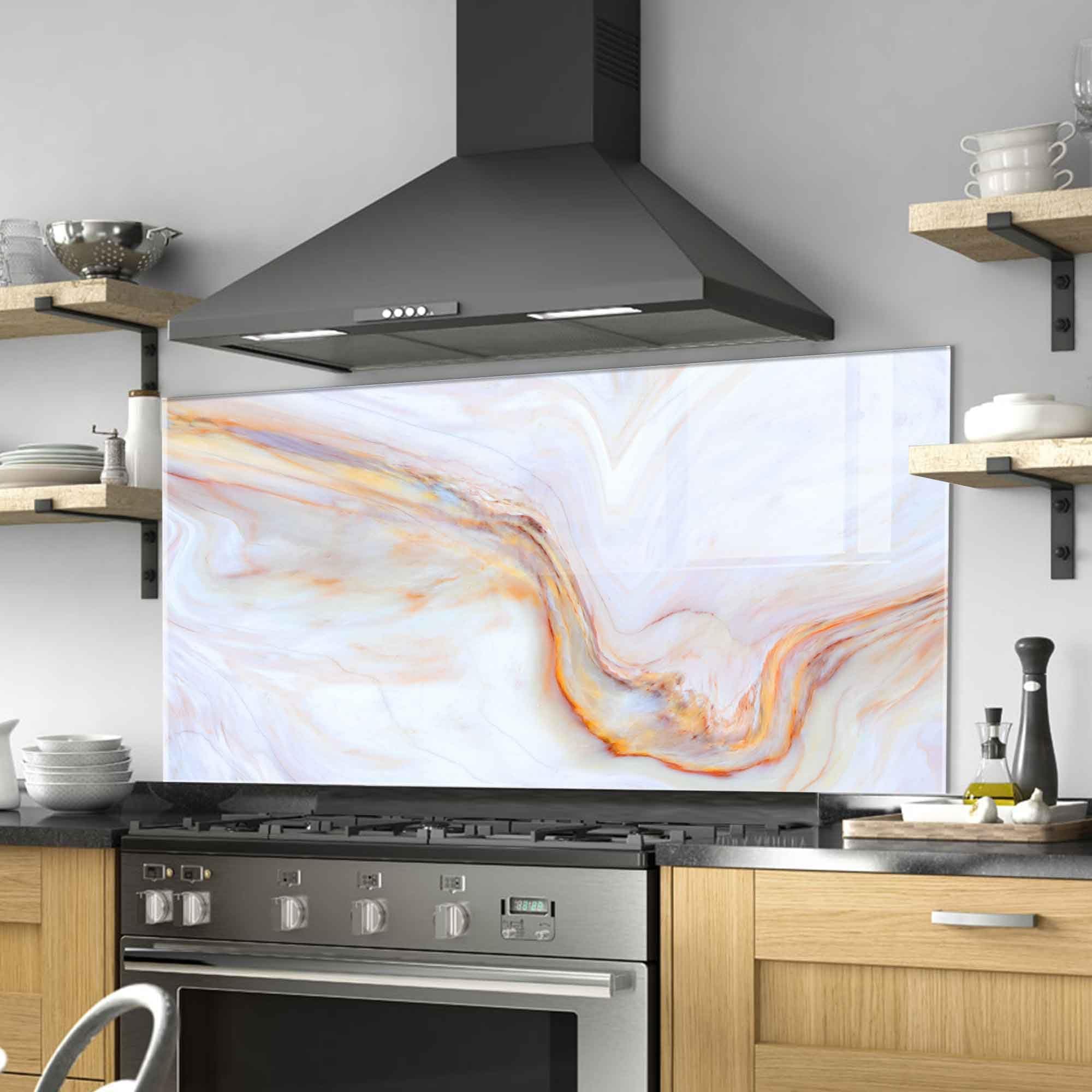 Tempered Glass Kitchen Backsplash, Stove Back Top Cover, Splashback Tile, Kitchen Sink Cover Splash Guard, Home Wall Decor (30x14''-(76x35cm))