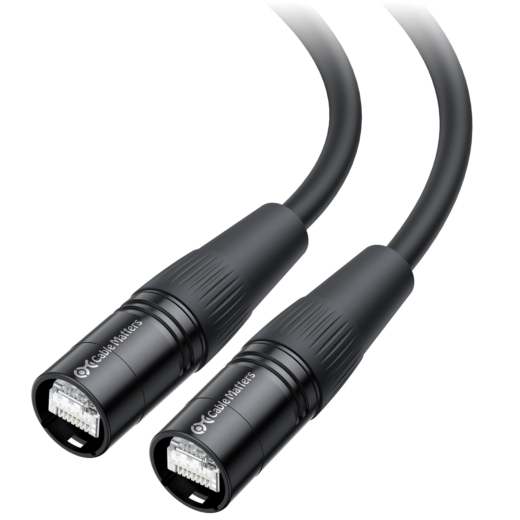 Shielded Cat6 Ethernet Cable Compatible with EtherCON RJ45 Connectors in Black - 30 ft for Professional Audio, Video, and Networking Applications