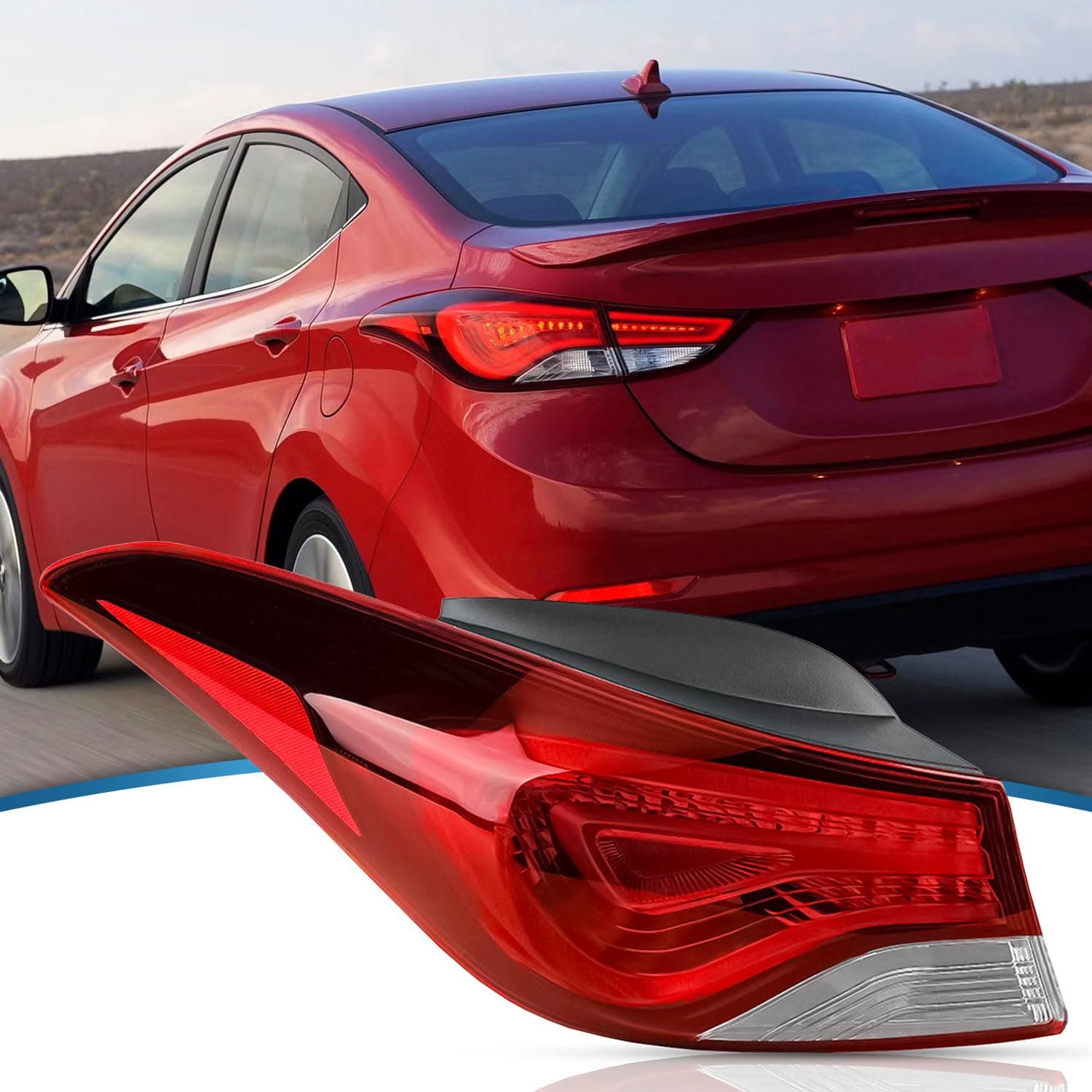 Compatible with 2014-2016 Hyundai Elantra Outer Tail Light Halogen Type 92401-3X230 HY2804130 Driver Side(Not Compatible with GT)