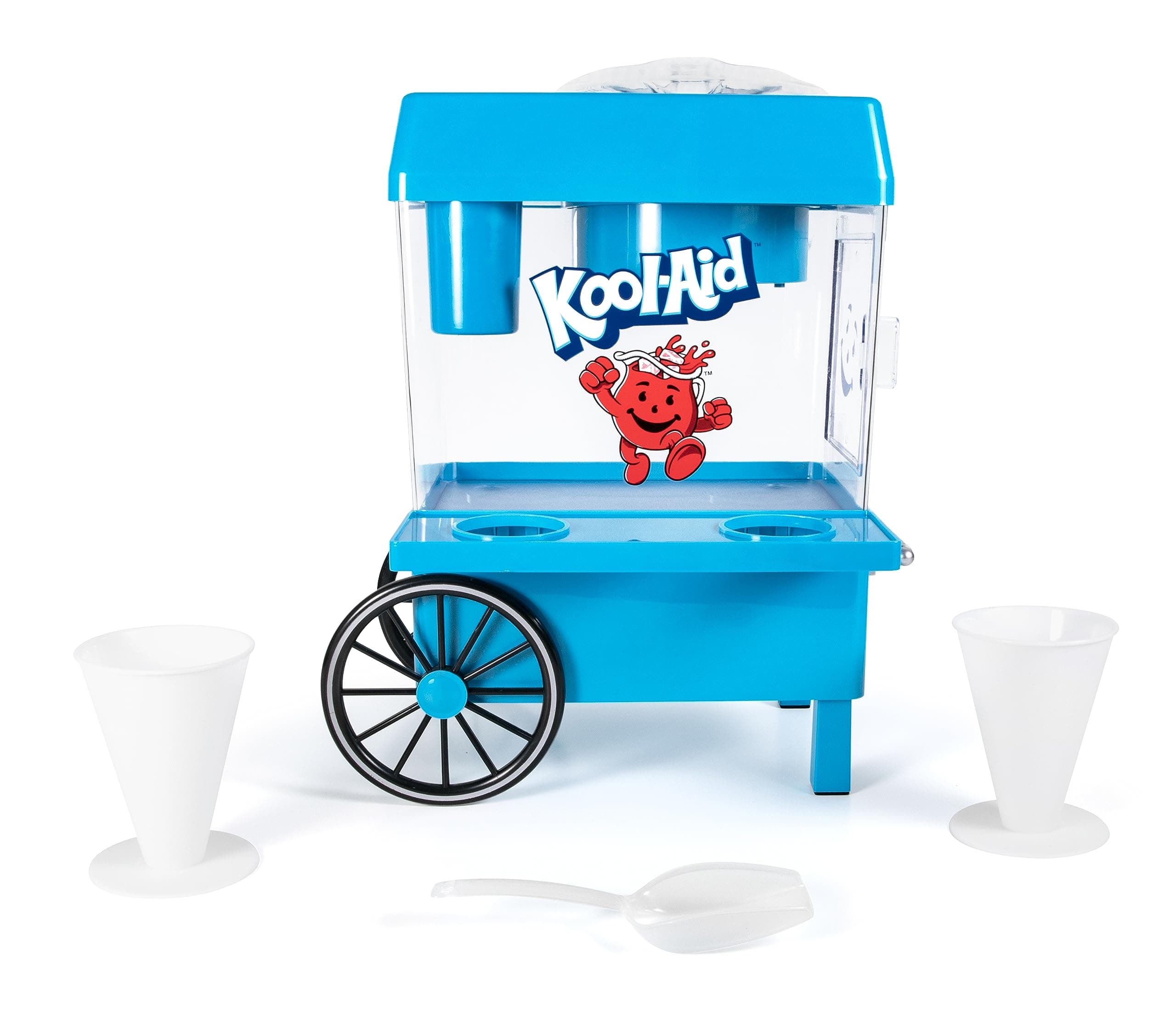 Nostalgia Kool-Aid Snow Cone Shaved Ice Machine - Retro Table-Top Slushie Machine Makes 20 Icy Treats - Includes 2 Reusable Plastic Cups & Ice Scoop - Blue
