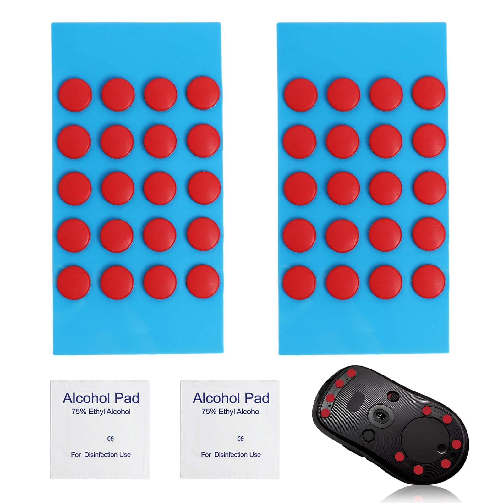 40 PCS Dot Mouse Skates for Glass Mouse Pad, 6mm Self-Adhesive Mouse Feet Skates Rounded Universal, High-Density PTFE, Compatible with Gaming Mouse Feet Replacement, Curved Edges Smooth Glide Fast