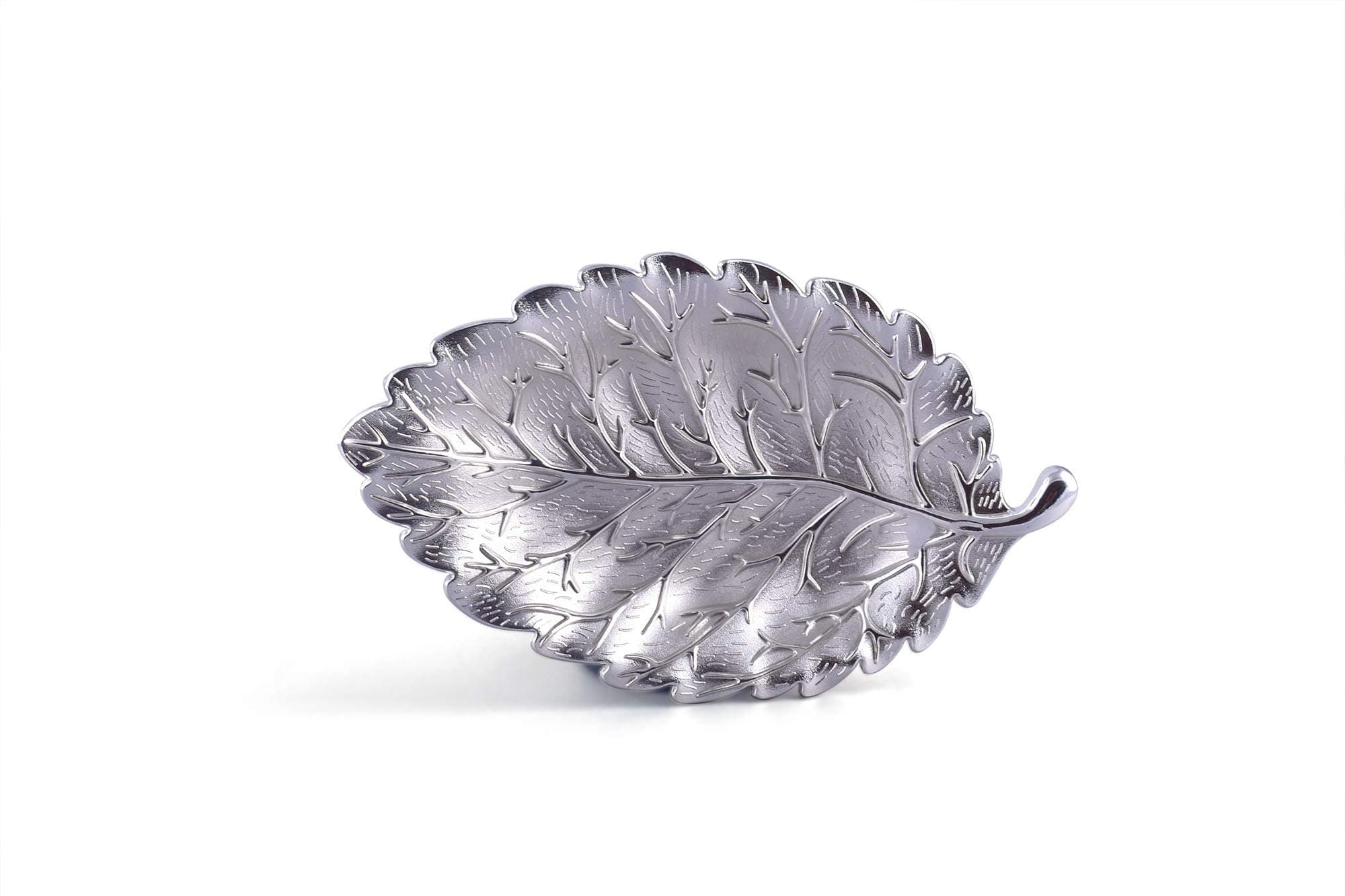 Leaf - Shaped Plate Jewelry Storage Tray (Silver)