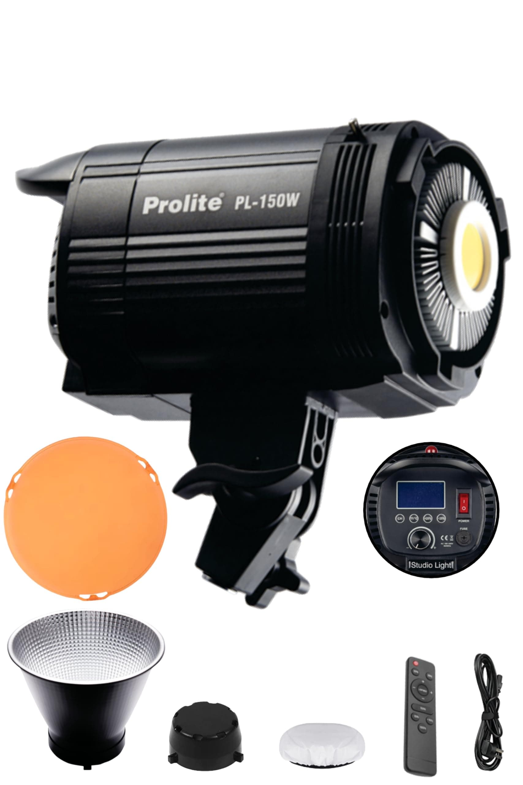 Prolite PL-150W White Continuous COB LED Video Light with Bowens Mount, 18 cm Metal Reflector, Diffuser Cloth, COB Cover & Remote | 6500K, 15000 Lux | for Studios, Wedding Photography & Videography