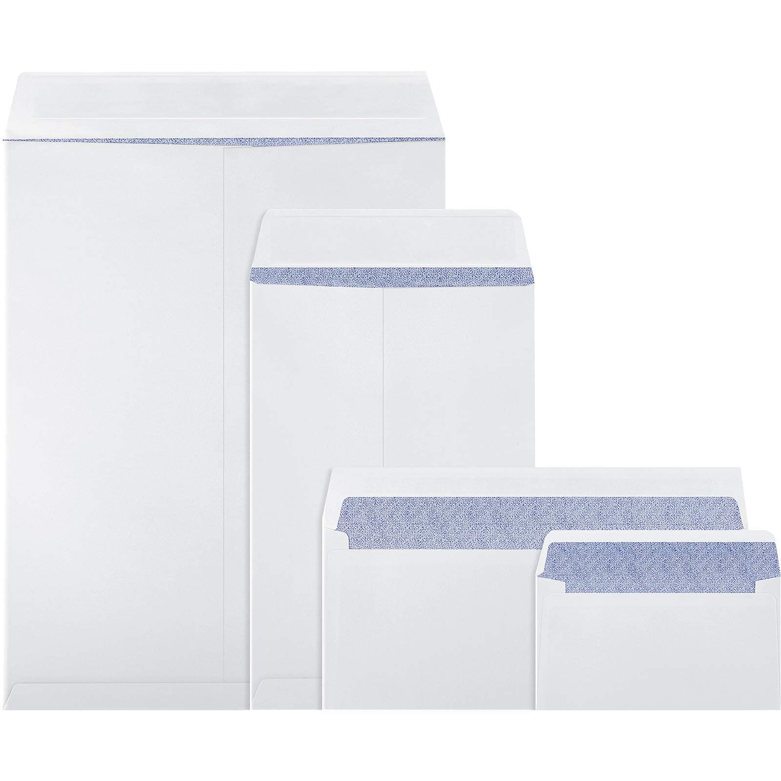 Zonon 4 Sizes Seal Flap Self Stick Envelopes with Strong Peel, Businesses Envelopes Designed for Secure Mailing, 200 Pieces, 10 x 13 Inch, 6 x 9 Inch, 4-1/8 x 9-1/2 Inch, 3-5/8 x 6-1/2 Inch