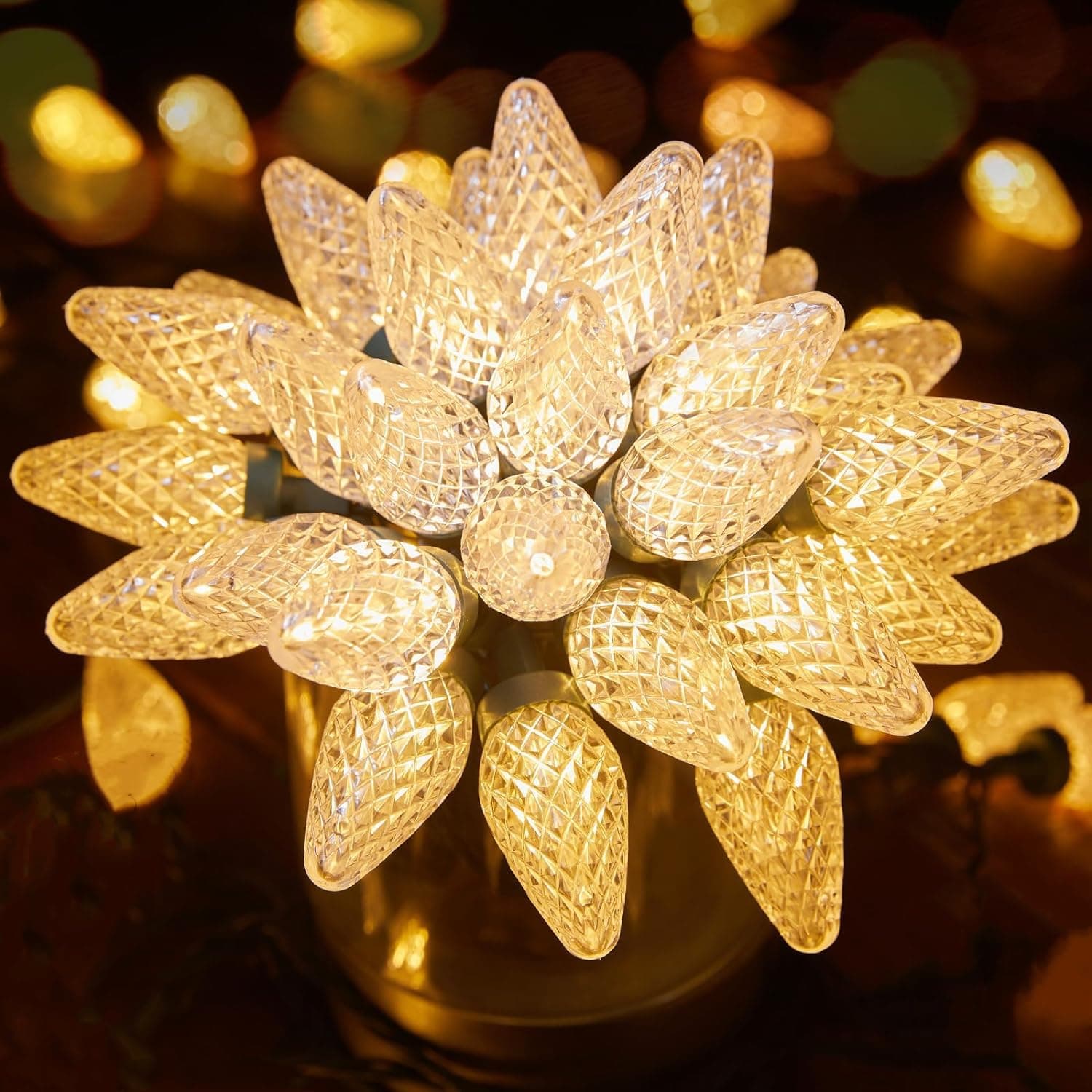 Brightown C9 LED Christmas String Lights, 66ft 100 LED Waterproof Strawberry String Lights, Plug-in Extendable Green Wire Lights String for Outdoor Indoor Outside Patio Wedding Party Decoration