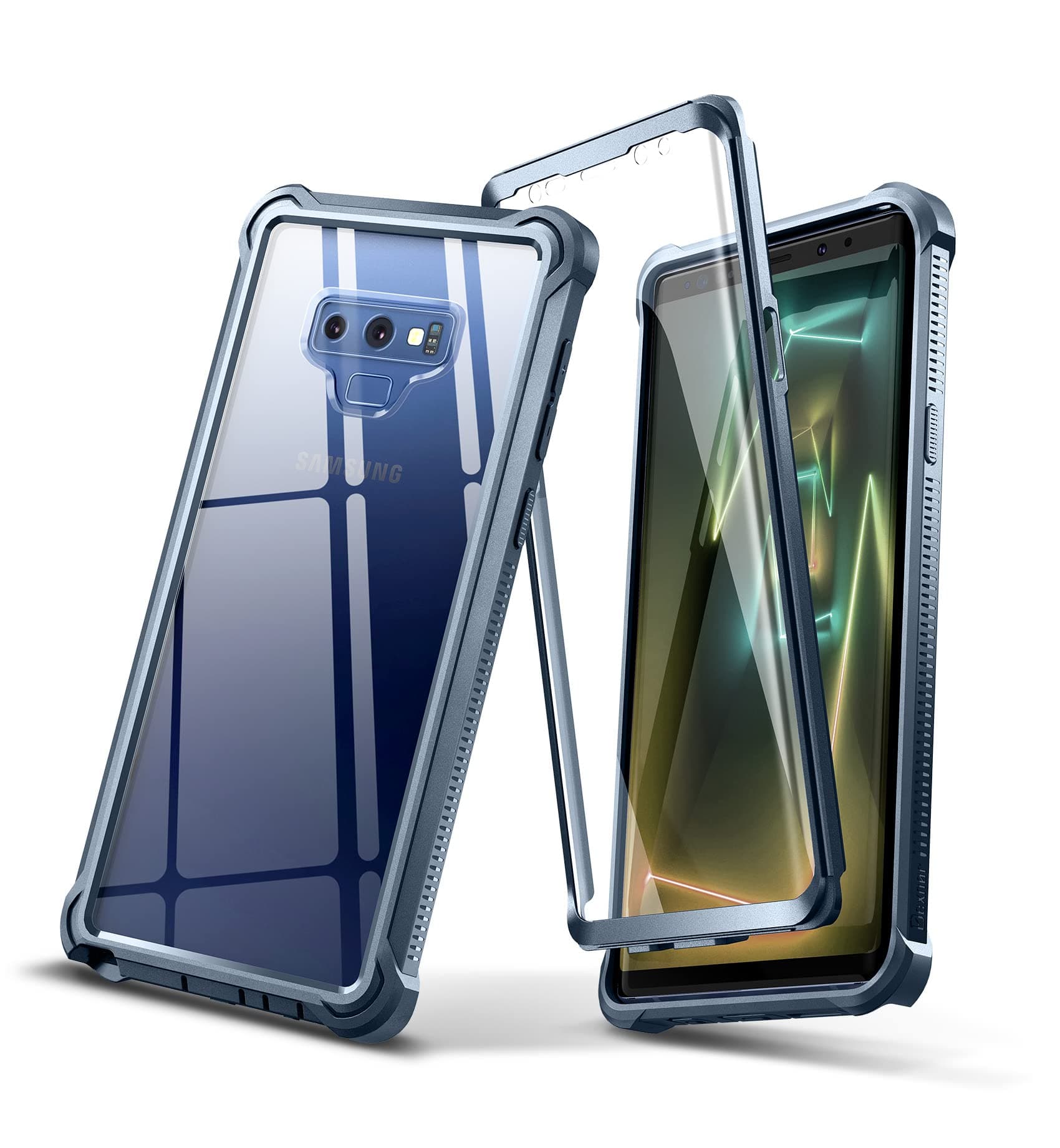 Dexnor for Galaxy Note 9 Case with Screen Protector Clear Military Grade Rugged 360 Full Body Protective Shockproof Hard Back Cover Defender Heavy Duty Bumper Case for Samsung Note 9-Blue