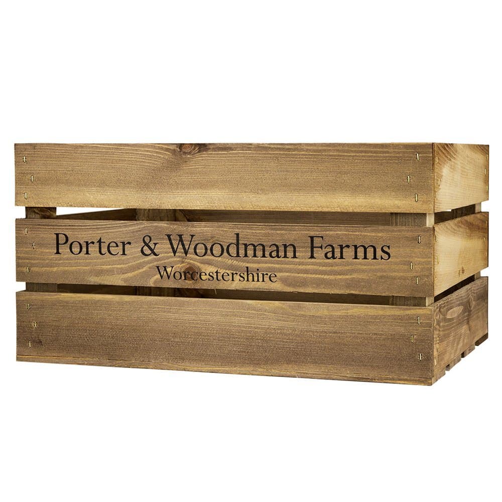 Rustic Crate with P&W Farms Print - Large
