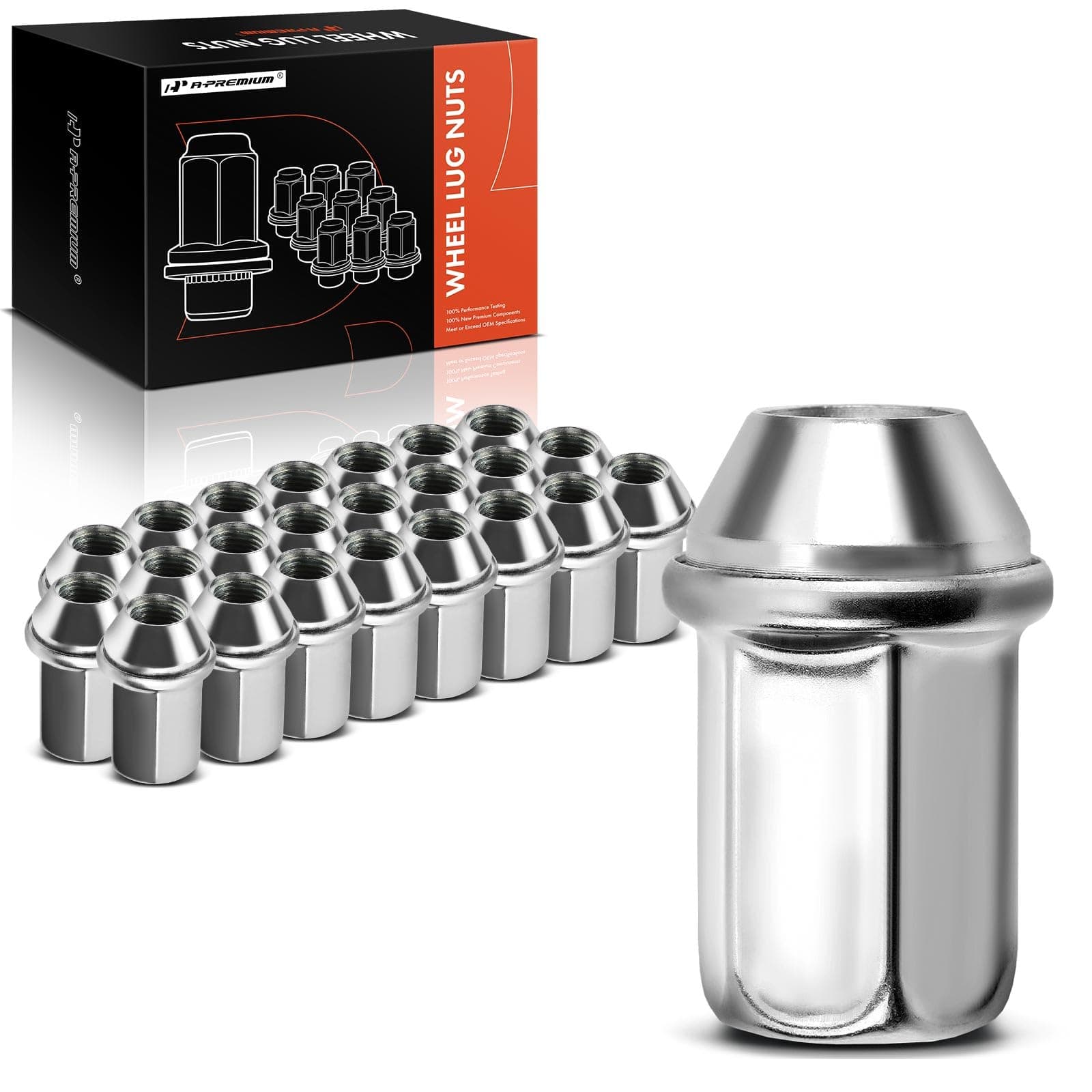 A-Premium 24-PC Wheel Lug Nuts M14-1.5 Compatible with GMC Sierra, Savana, Yukon & Chevrolet Silverado, Avalanche, Suburban, Tahoe, Traverse & Buick Enclave & Cadillac Enclave & Outlook