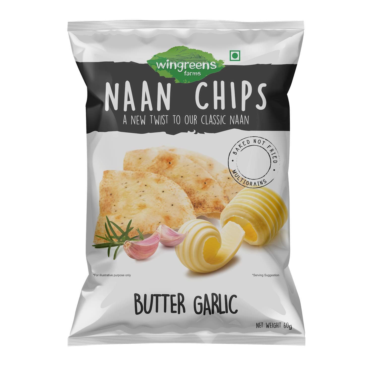 Butter garlic Naan Chips, 60 g