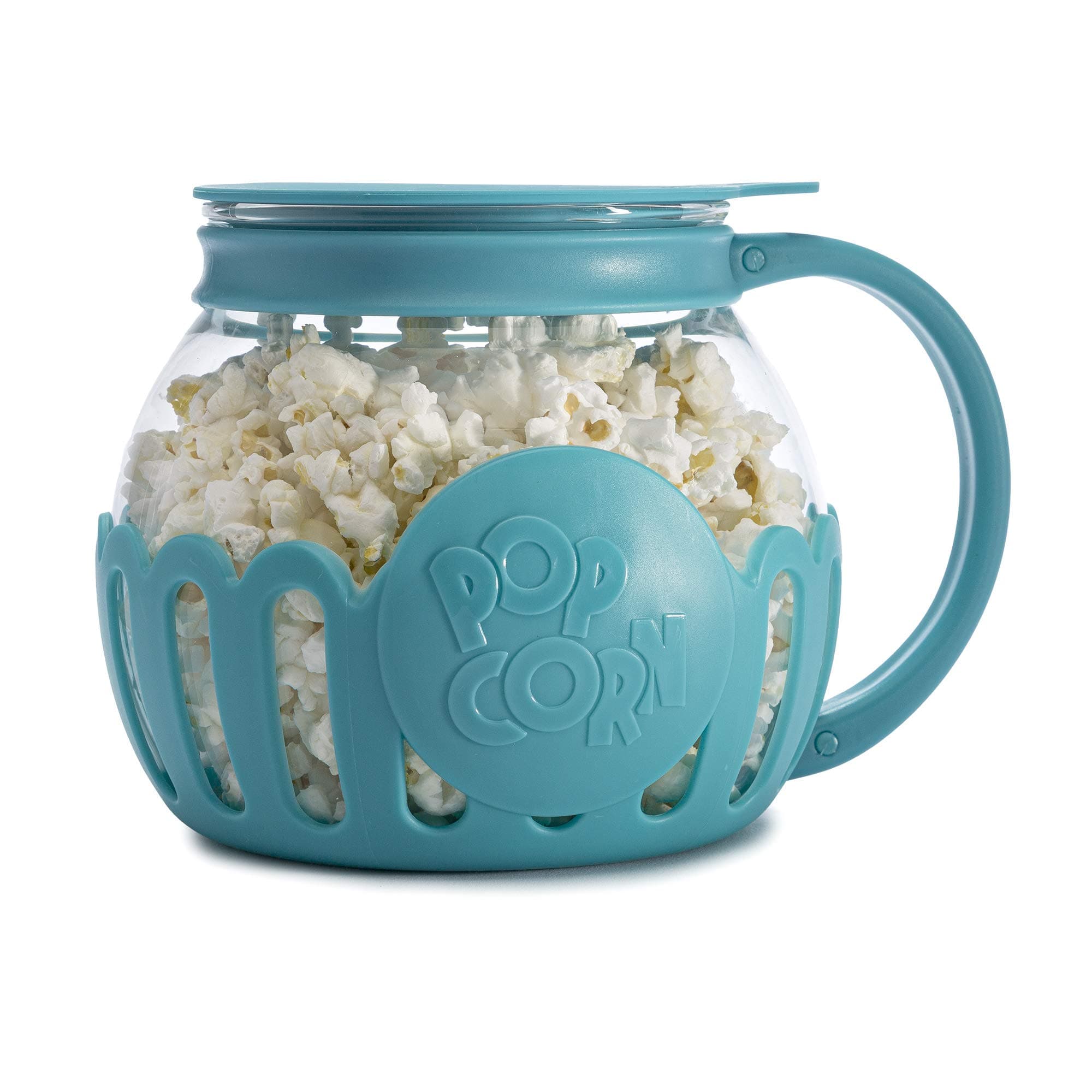 Ecolution Patented Micro Pop Microwave Popcorn Popper with Temperature Safe Glass, 3 in 1 Lid, Melts Kernels and Butter, BPA Free, Dishwasher Safe, 1.5 Qt, Teal