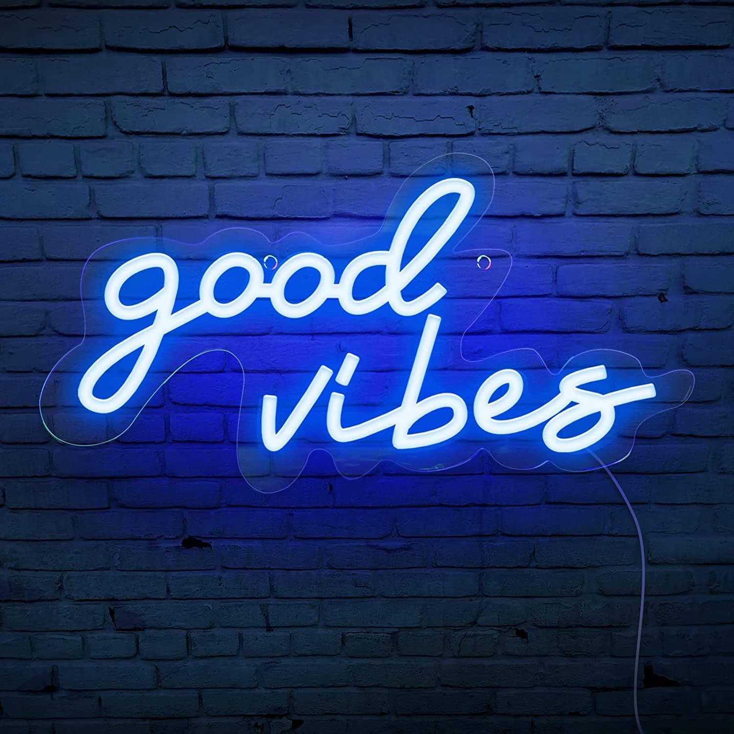 Good Vibes Neon Sign,Neon Light Powered by USB with Switch, Blue Led Neon Light Sign for Bedroom,Wall Decor,Game Room,Party, Bar Decor-16.1 * 8.2"