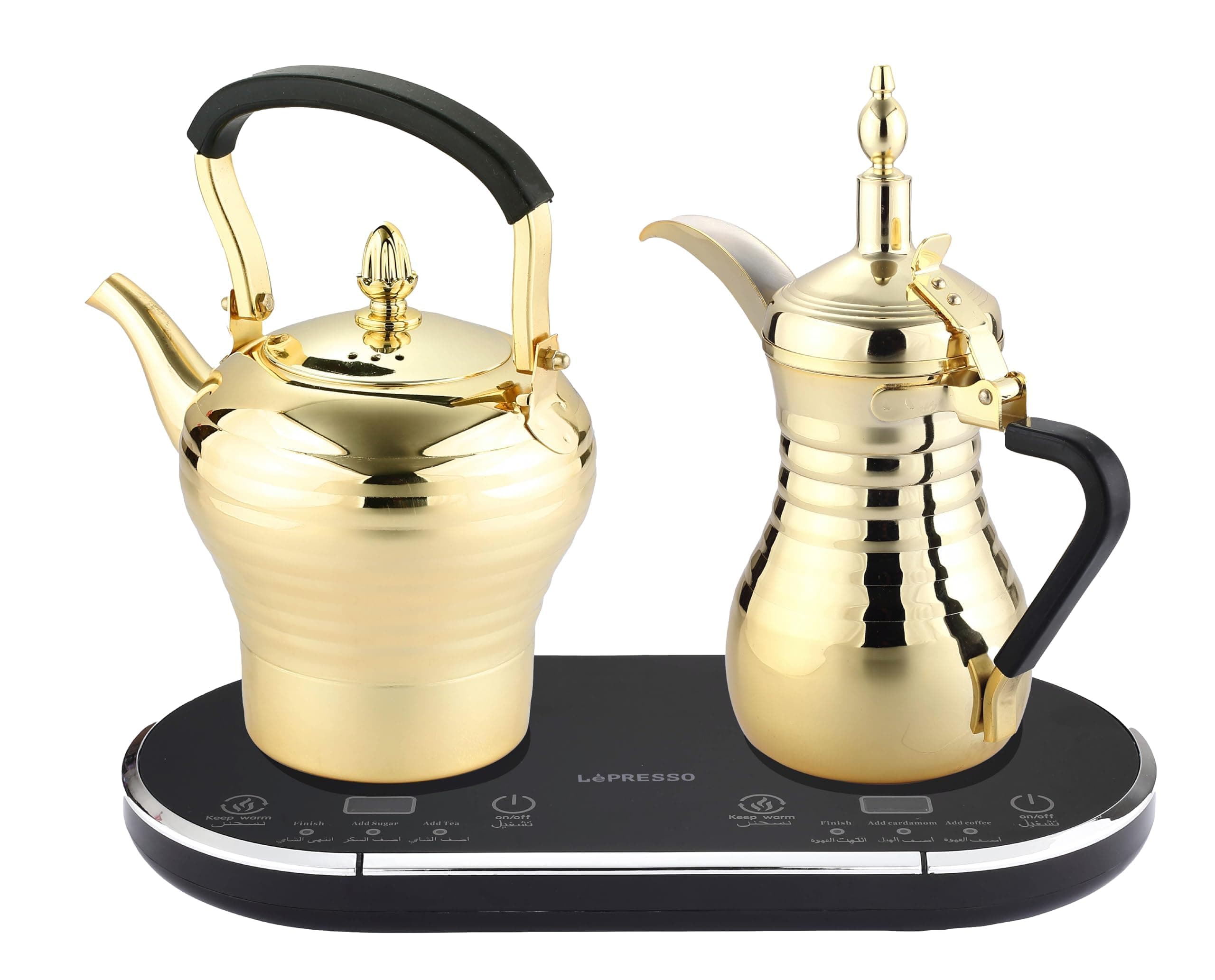 LePresso Arabic Coffee Maker and Tea Maker, 800ml+750ml Capacity, Stainless Steel, Dual Brew & Keep Warm System, 1600W Power, Over heat Protect, Kettle for Making Coffee and Tea for Home/Office