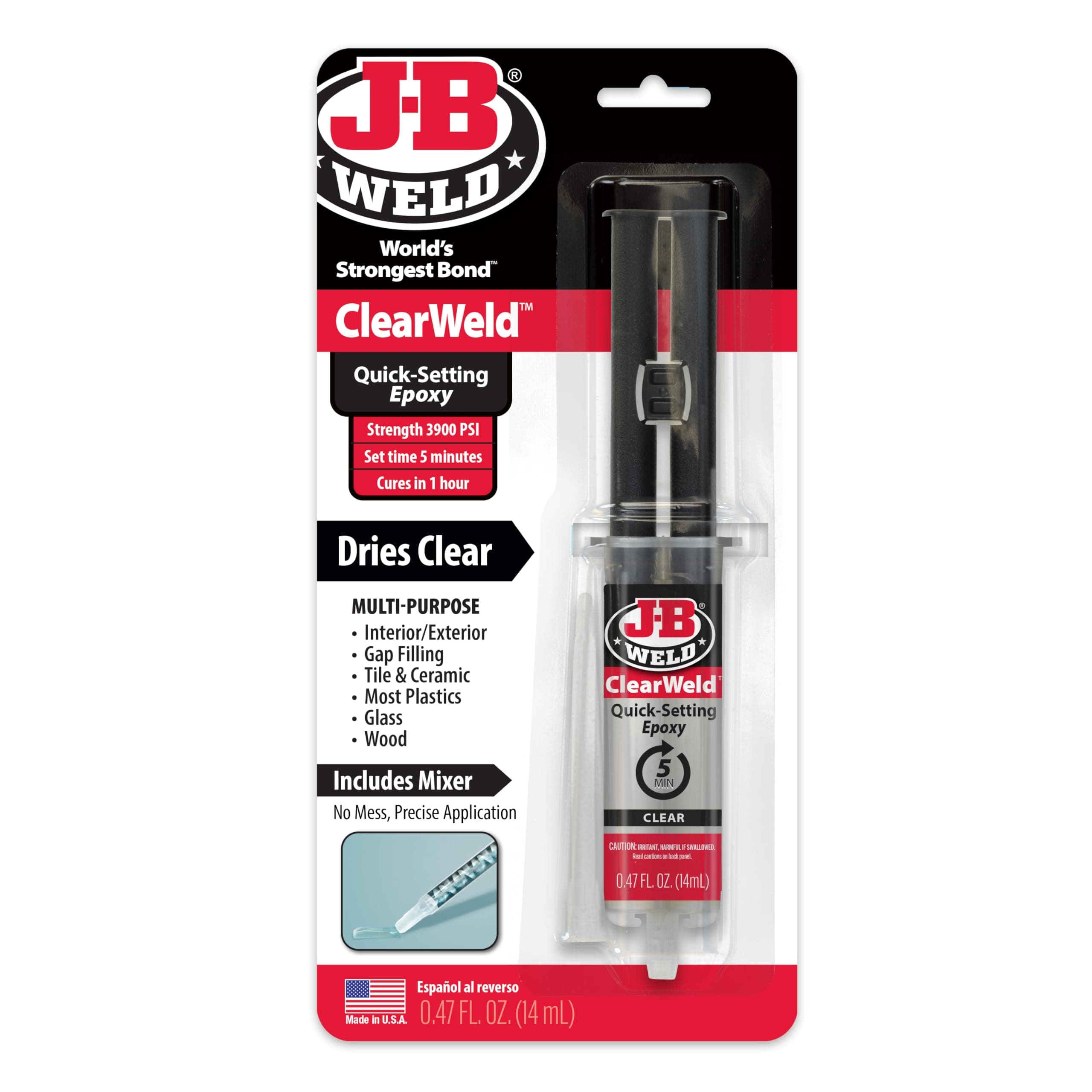 J-B Weld 50114 Quick Setting Epoxy 14 ml, Clear