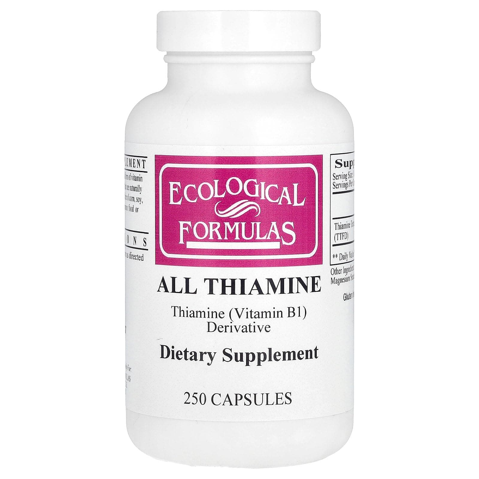 Ecological Formulas All Thiamine, 250 Capsules