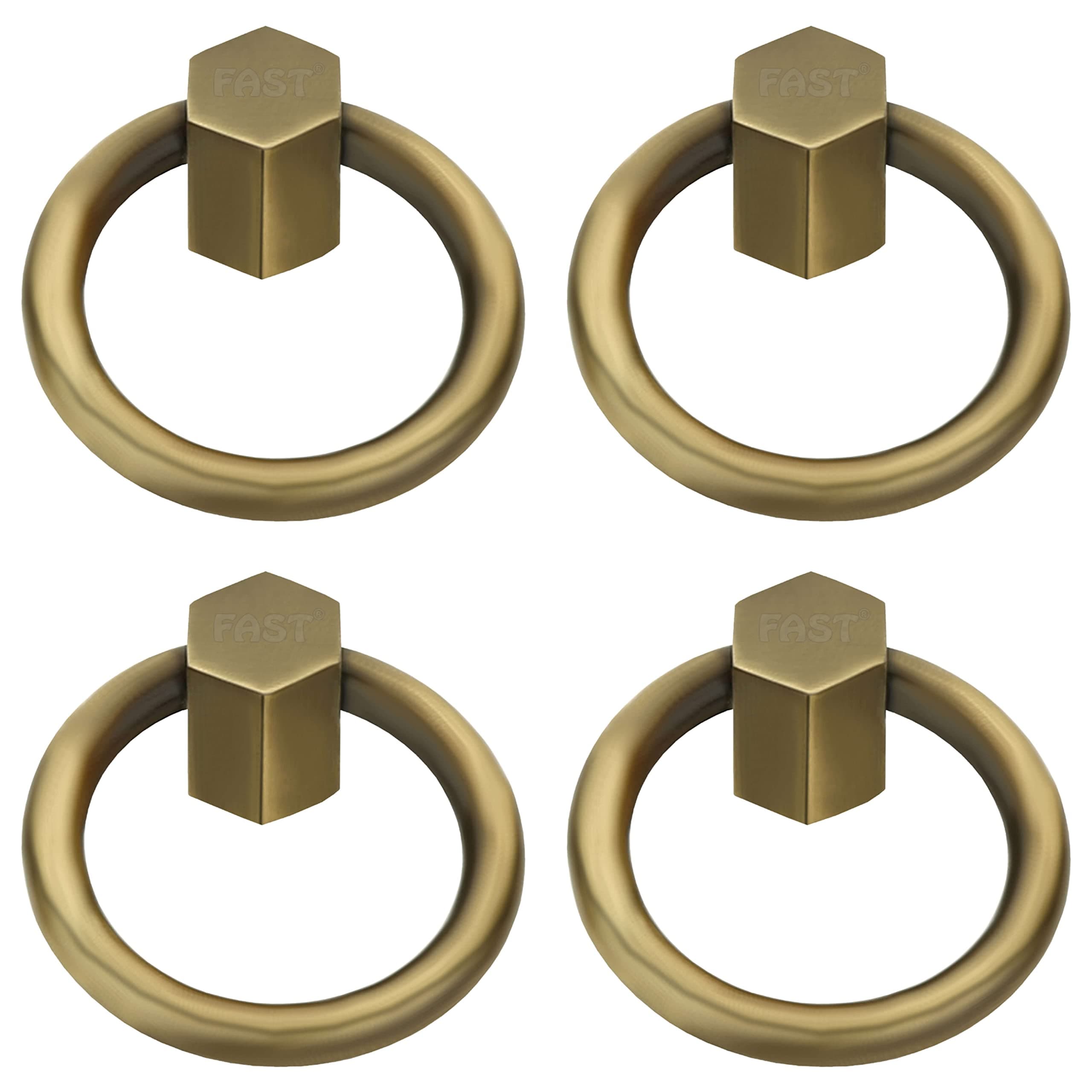 FAST PK05 Brass Antique Chest Pull Handle 35mm Round Kadi for Small Cabinet Furniture Drawer & Door Handles (4)