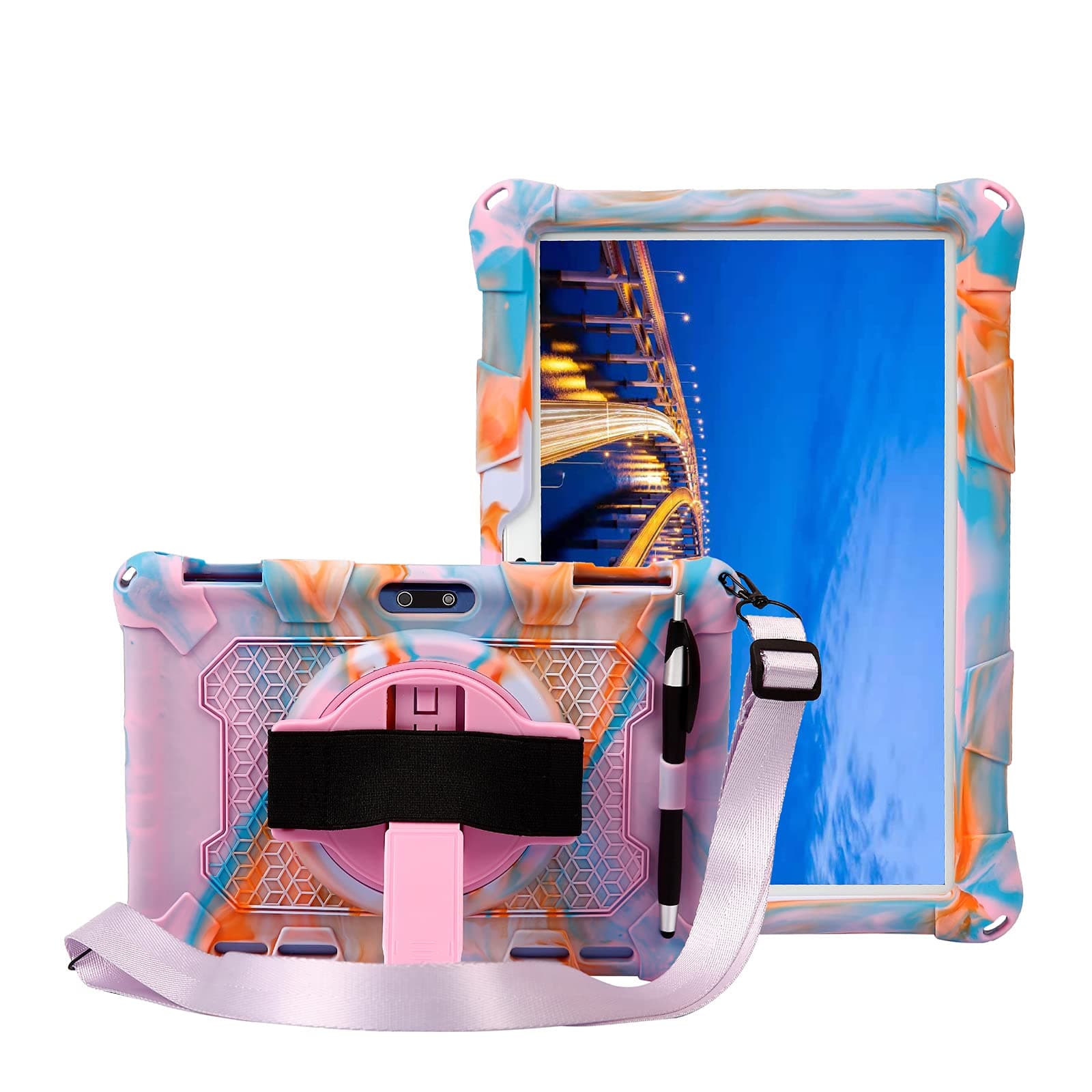 Case for ZZB ZB10 Tablet 10 inch, Silicone Stand Cover for Pritom M10/PRITOM Touch10/YQSAVIOR YQYQ10S/QunyiCO Y10/ZZB/Voger priorpad X100 /Digiland Tablet Model:DL1036 (Rose Purple)