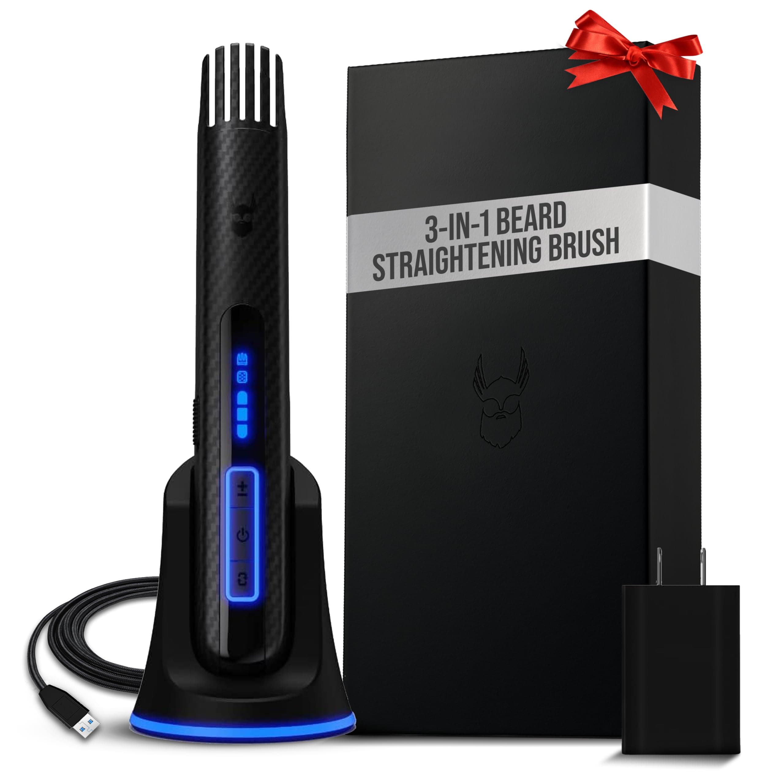 The Beard Struggle Carbon X Heated Beard Brush, Cordless Beard Straightener for Men with Adjustable Temperature 160–200°C – Ionic Anti-Frizz Carbon X Technology Beard Straightening Brush