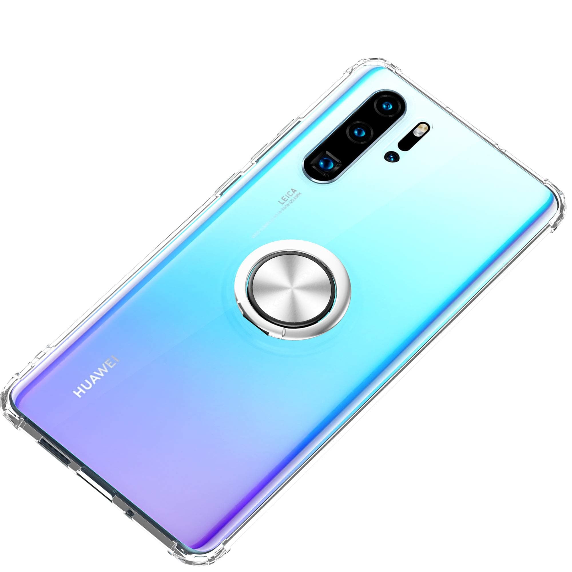 Compatible Huawei P30 Pro Case with 360° Pop-up Rotating Ring Grip Holder Kickstand, with Magnetic Base case for Huawei P30 Pro/Transparent