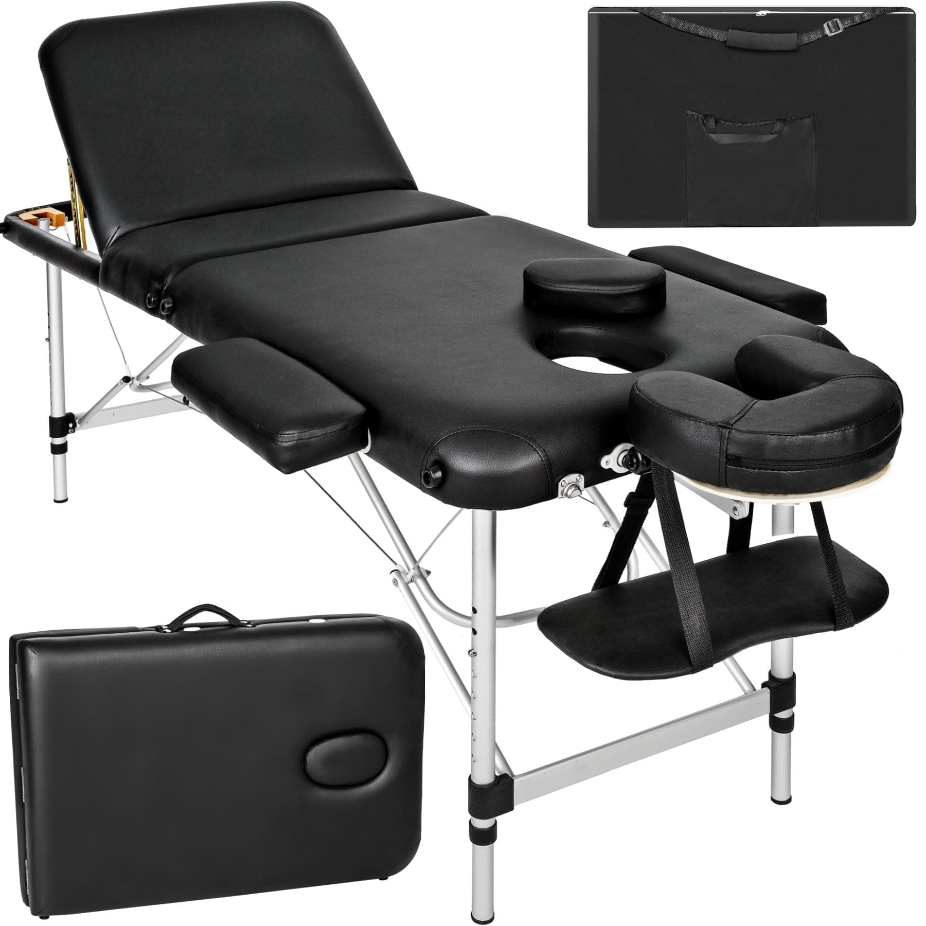 TecTake Massage Table, Black | No. 401045, 210 x 95 x 90 cm, 13 kg