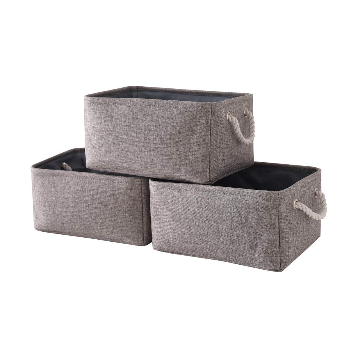 Tegance Storage Baskets Bins for Organizing, Foldable Sturdy Fabric Basket W/Handles, Large Rectangular Decorative Storage Basket for Shelves Nursery Closet Toy Blanket (3 Pack 15.7x11.8x8.3")