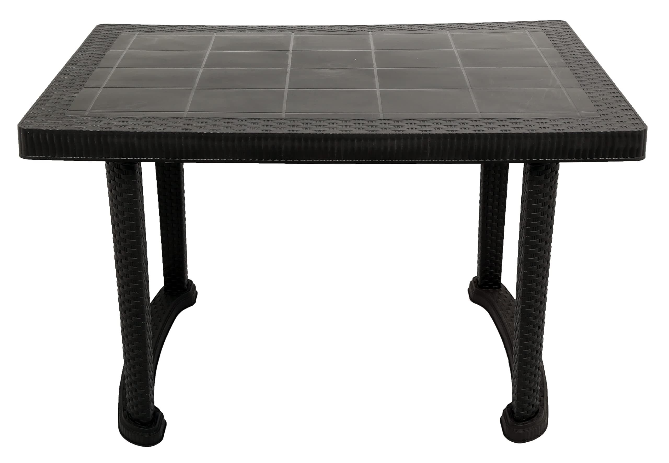 Esquire Trofi Plastic Dining Table-Black, 4 Seater, Cane Matte Surface