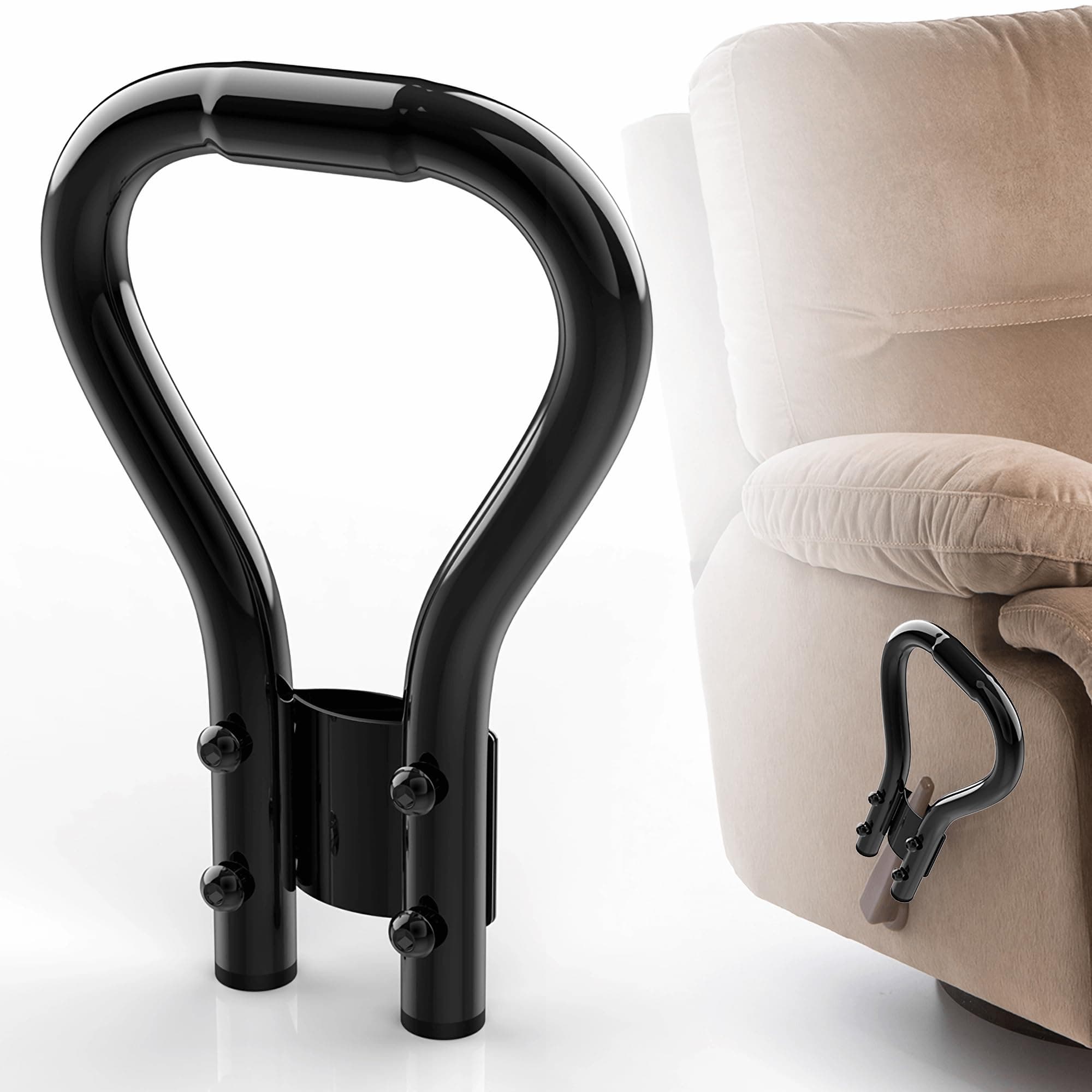 Modern Black Metal Recliner Handle Extender, Oversized Lever Extender for Elderly & Infirm, Ergonomic Design with 8 Tilt Angle