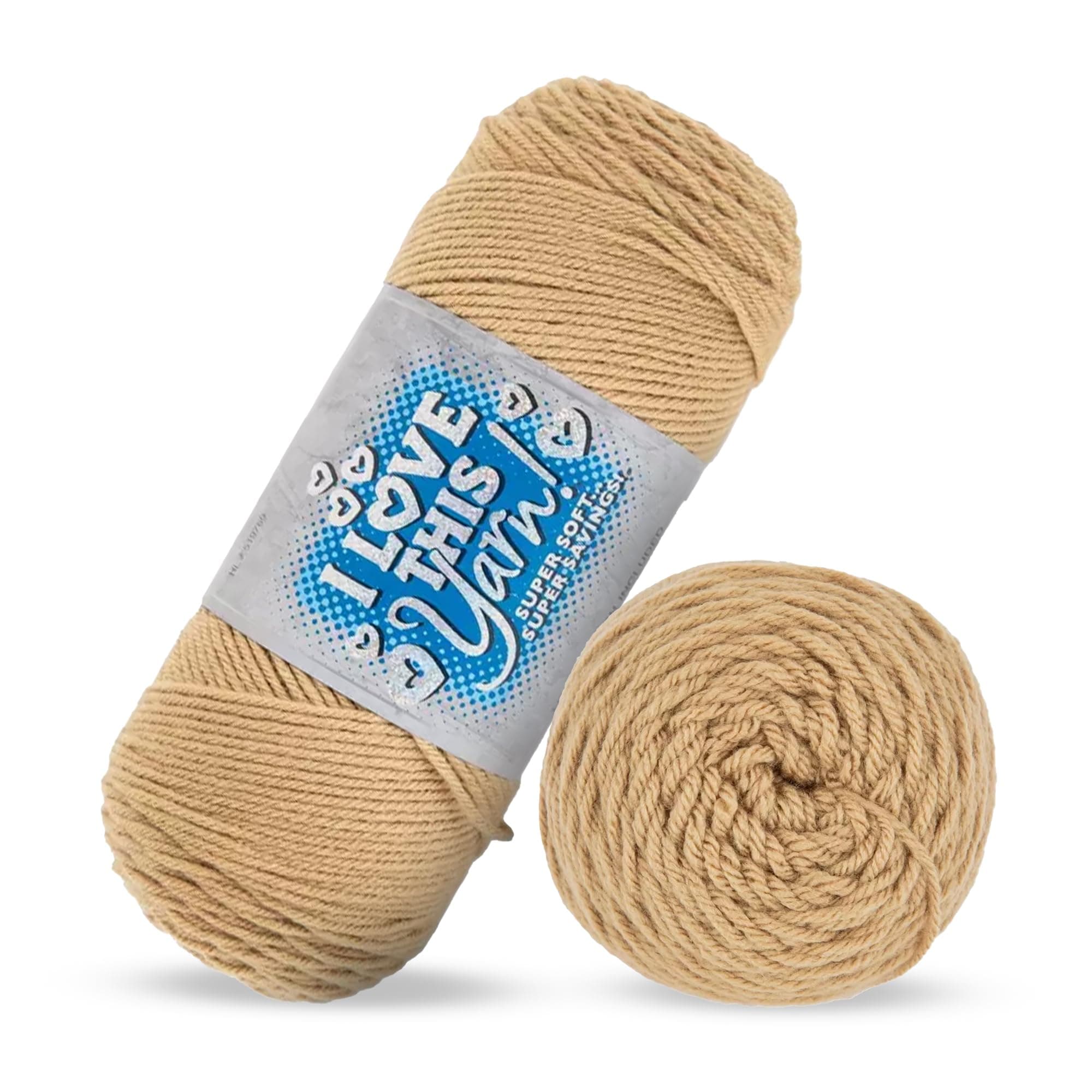 I Love This Yarn 4 - Medium Acrylic Yarn for Crocheting & Knitting 355 Yards for Blankets, Hats & More Craft Supplies for Handcrafting Accessories, Light Taupe