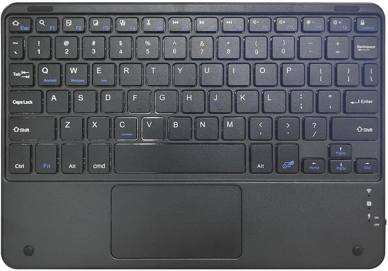 Bluetooth Wireless Touchpad Keyboard | Silent Keys| Ultra-Slim Multi-Device Keyboard for ipad Tab, Android, Windows, Mac, Laptop (Black)