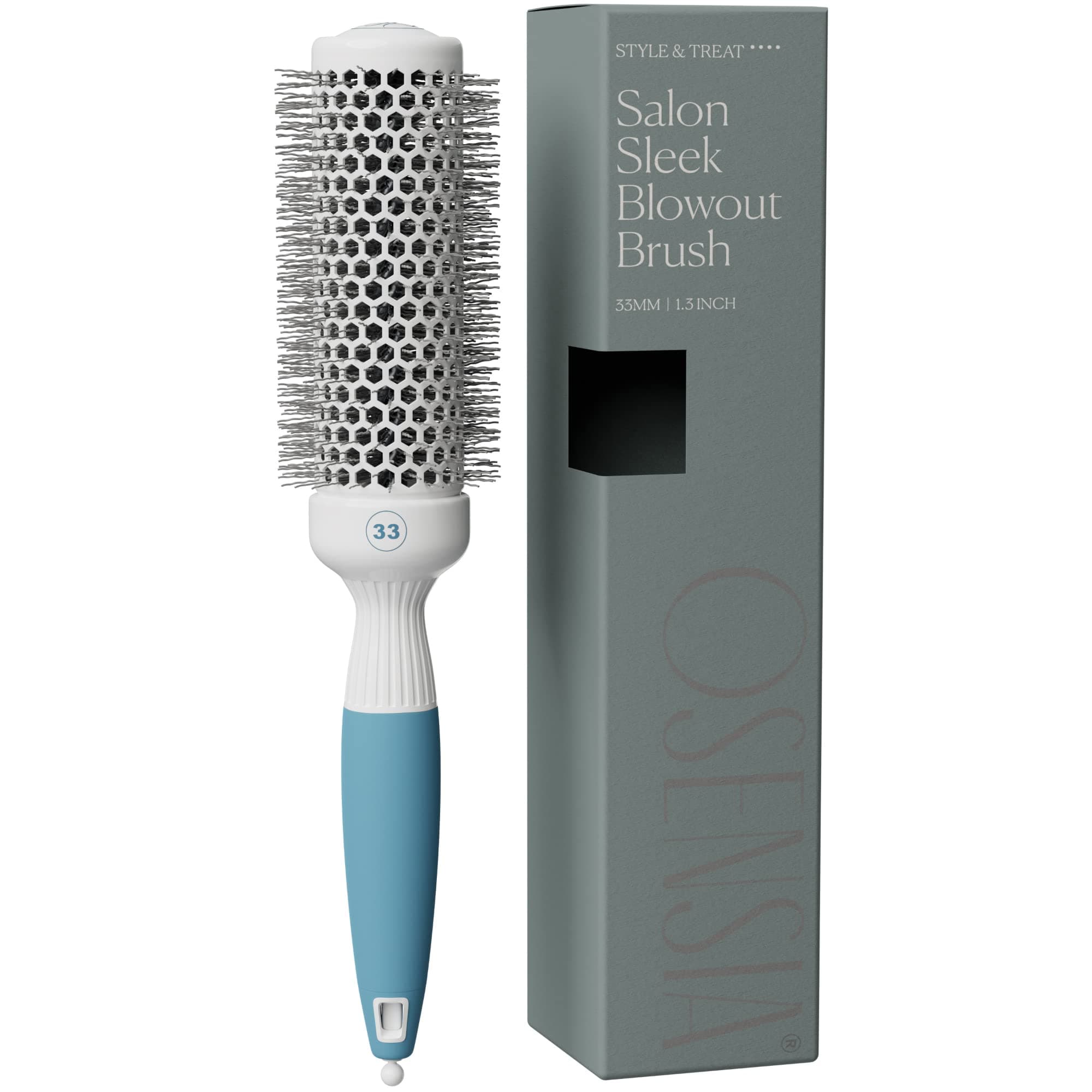 Professional Round Brush for Blow Drying - Small Ceramic Ion Thermal Barrel Brush for Sleek, Precise Heat Styling and Salon Blowout - Lightweight, Antistatic Bristle Hair Brush by Osensia (1.3 Inch)