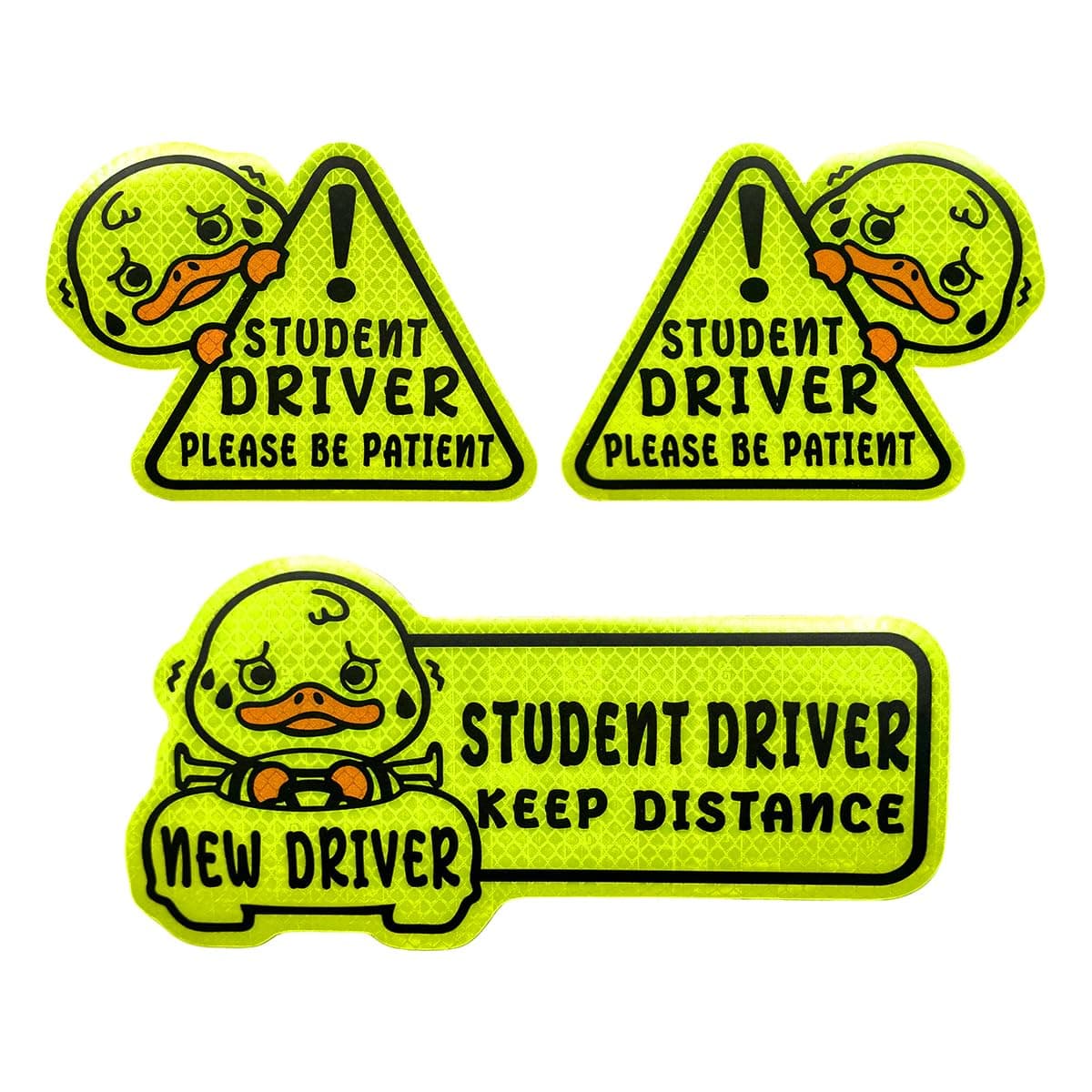3PCS Reflective Student Driver Magnet for Car, Please Be Patient Warning Sign for Rookie Driver, Universal Car Accessories of New Driver Safety Warning Bumper Stickers (Duck)