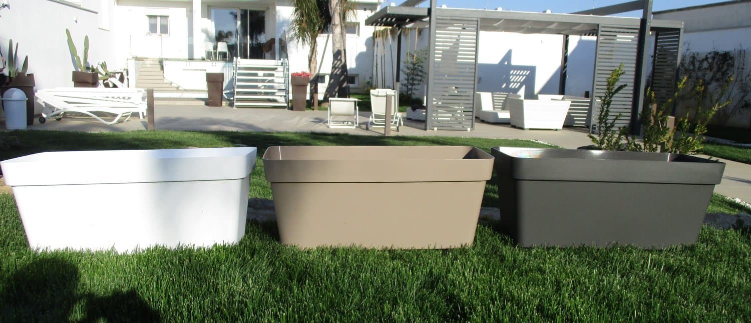 Planter Rectangular Vase White Colour Width 80 cm