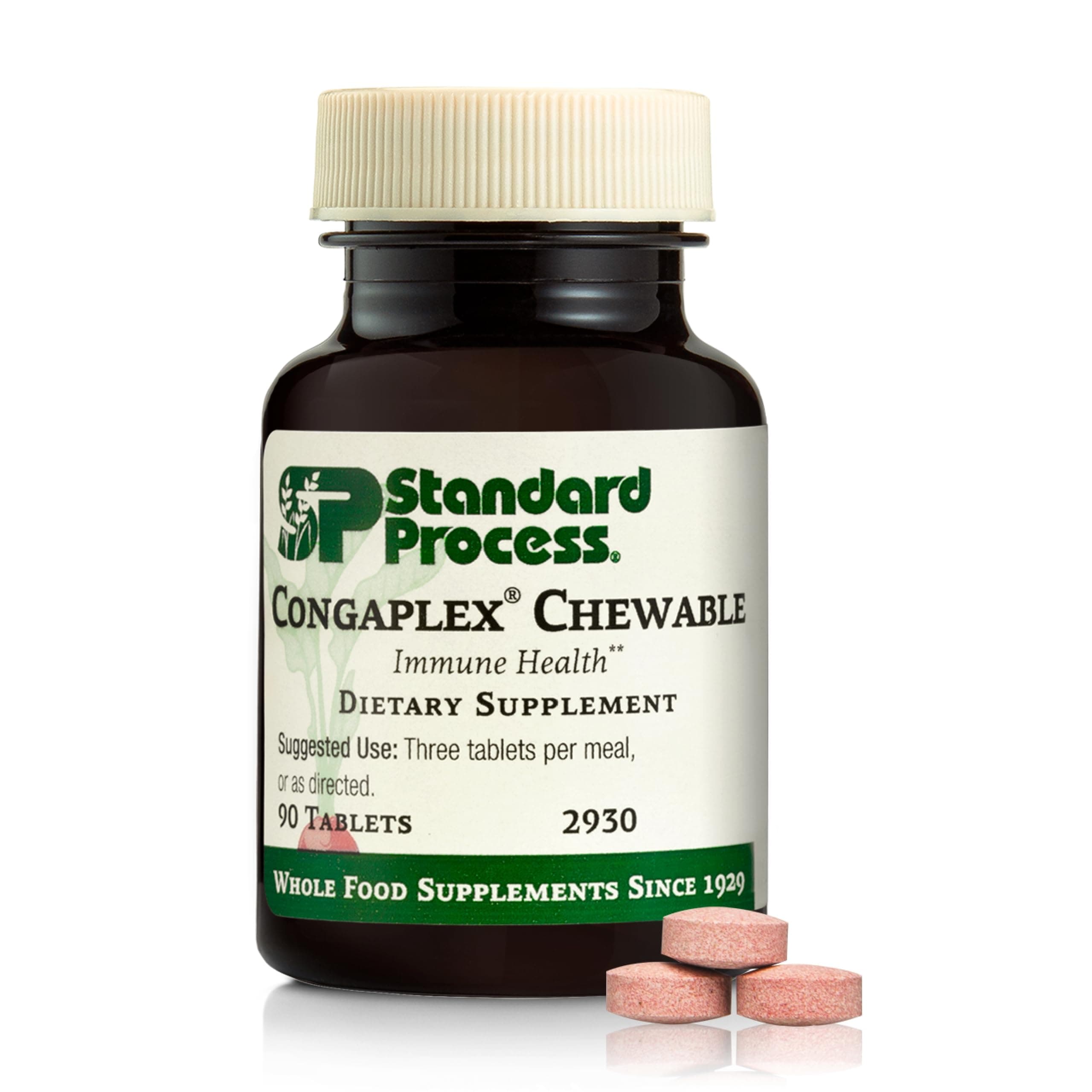Standard Process Congaplex Chewable - Supplement for Immune System Support with Vitamin A - Supports Thymus Gland & Protein Synthesis - Non-Dairy & Non-Soy - 90 Tablets (30 Servings)