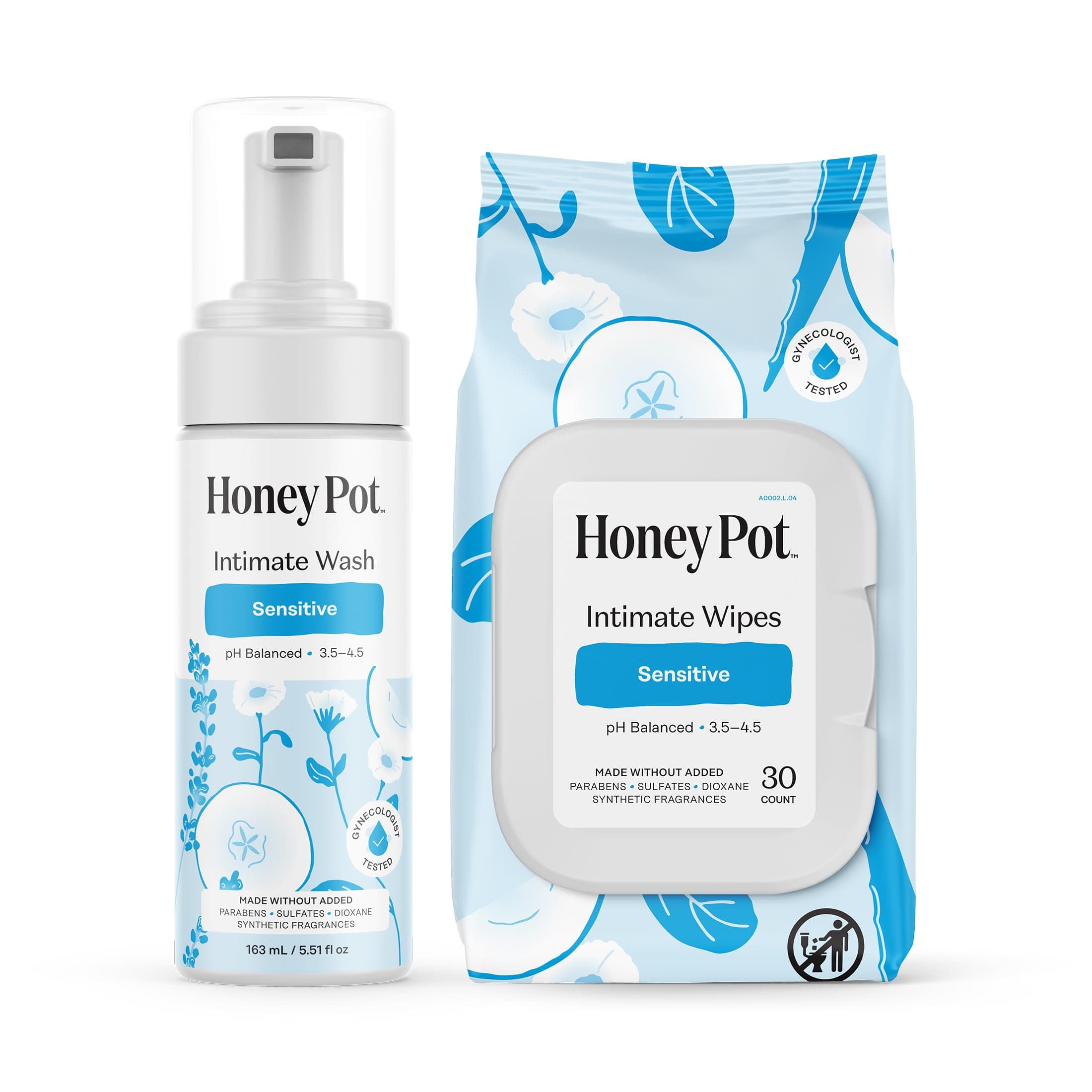 The Honey Pot Company - Feminine Wash & Feminine Wipe Bundle - Includes Unscented Ph Balance Feminine Wash and Wipes for Women - Herbal Infused Feminine Care Products - Sensitive