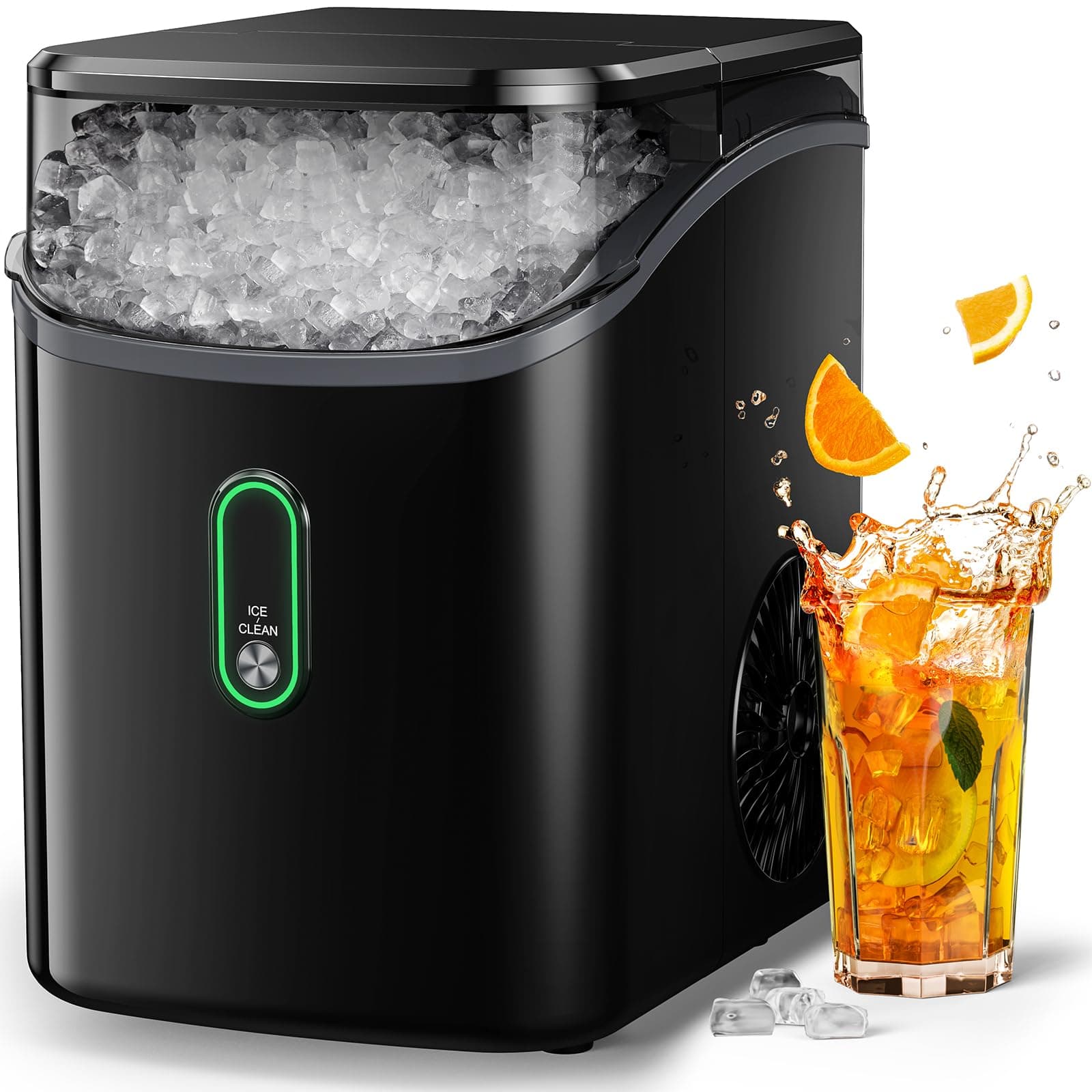 Nugget Ice Maker Countertop, Pebble Ice Maker with Soft Chewable Ice, One-Click Operation Ice Machine with Self-Cleaning, 33lbs/24H for Home,Kitchen,Office