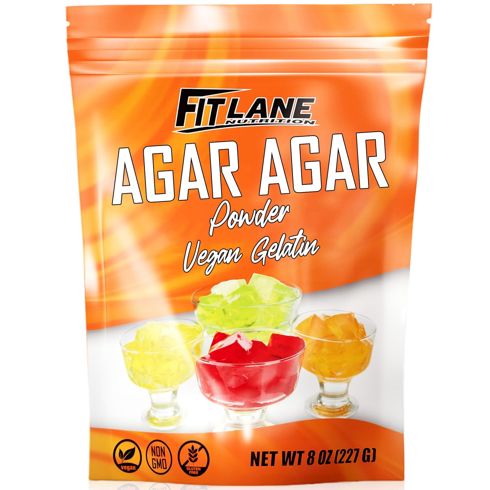 Agar Agar Powder 8oz - Vegan Gelatin Ingredient Unflavored - For Use in Baking, Vegetarian Jello, DIY Petri Dishes, as a Thickener and Gummy Candy Mixes – Nutrient Rich - by Fit Lane Nutrition