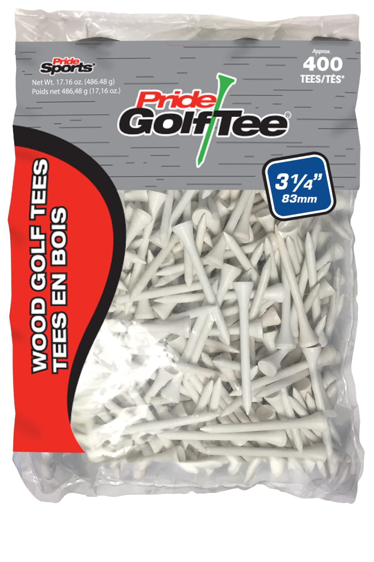 Pride Golf Tee, 3-1/4 inch Deluxe Tee, 400 Count