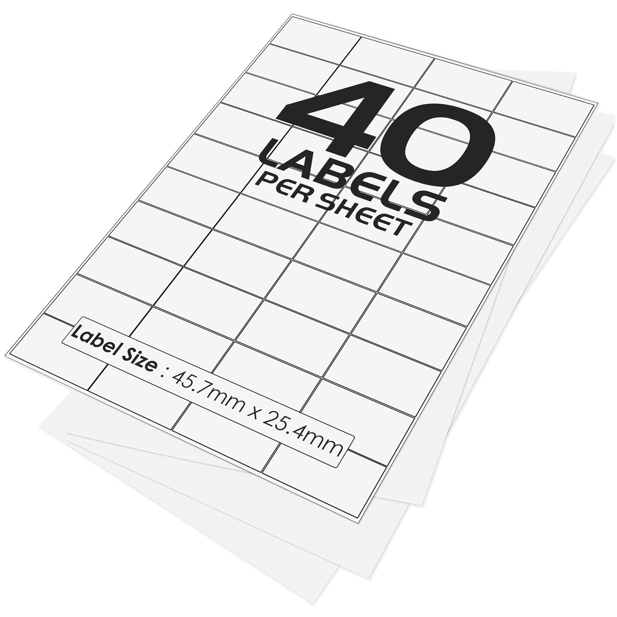 40 Per Page/Sheet, 10 Sheets (400 Sticky Label), iSOUL White Blank Matt Self-Adhesive A4 Address Shipping Labels Stickers, Laser Inkjet Compatible L7654/J8654 Printer Paper, 45.7 X 25.4 mm JAM Free