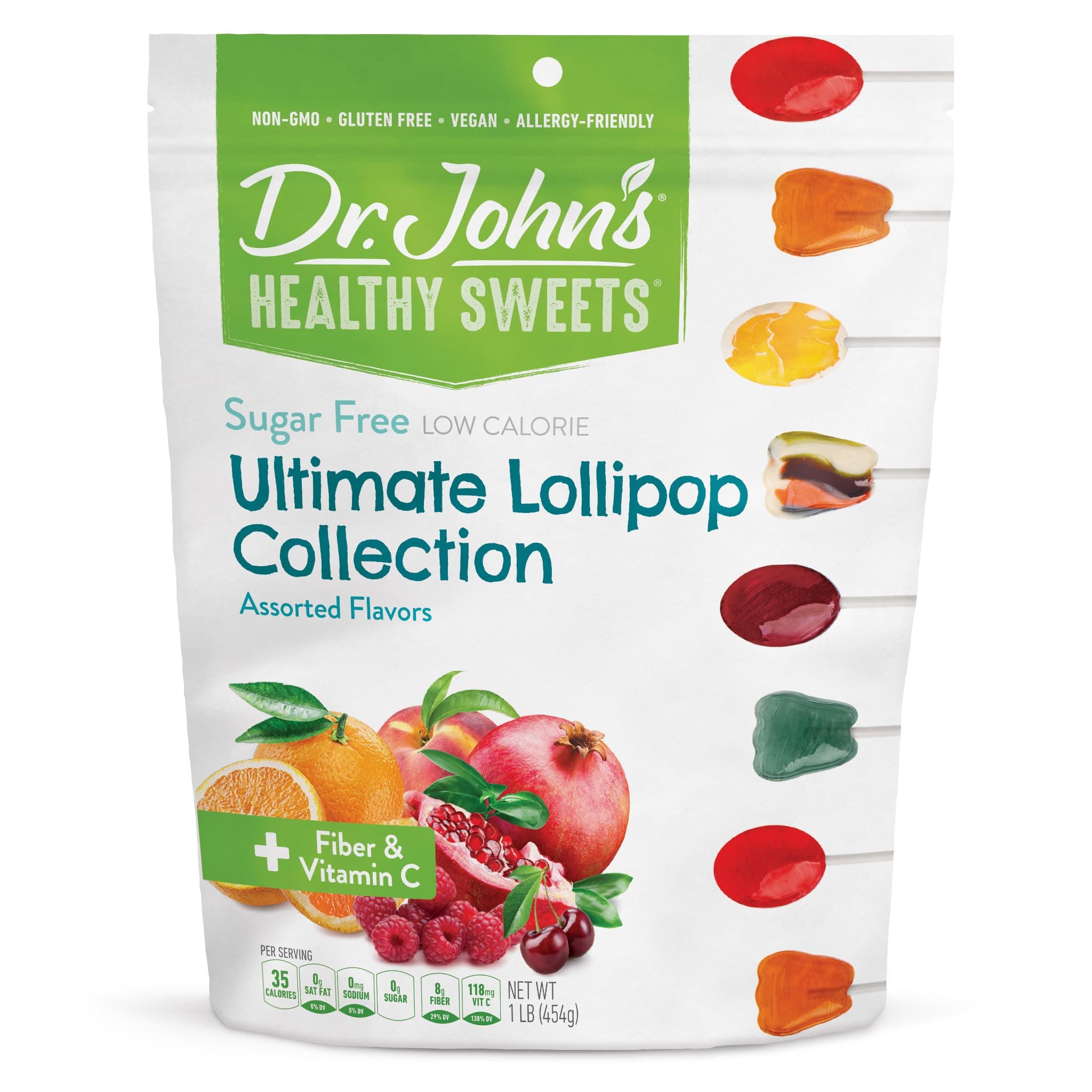 Dr. John’s Sugar Free Candy, Healthy Lollipops with Zero Sugar, Low Calorie Snacks, Keto Friendly Hard Candy Sweets, Ultimate Collection, 60 Count, 1 LB