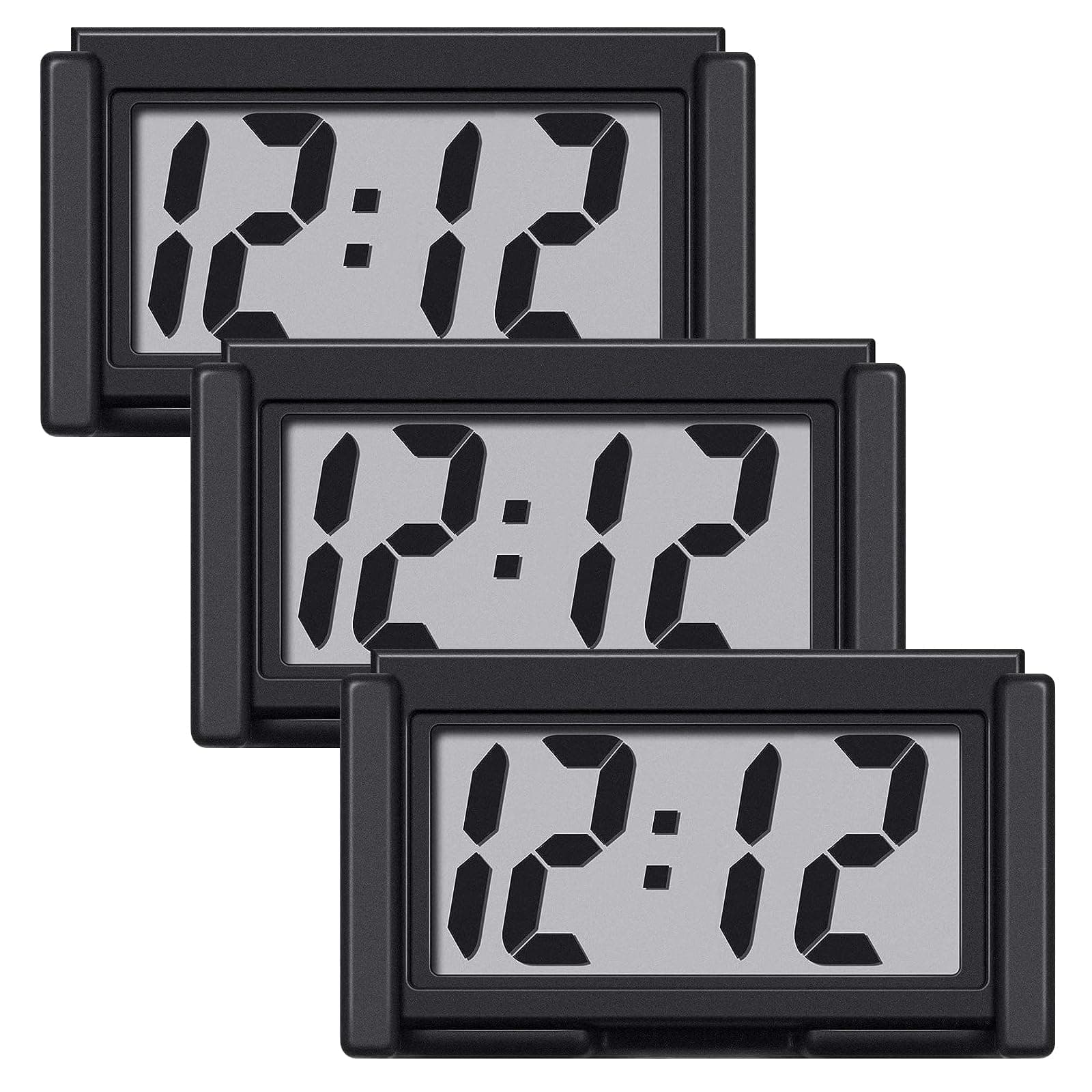 Car Dashboard Digital Clock - with Jumbo LCD Time & Day Display - Mini Automotive Stick On Watch for Car Truck Dashboard & Air Vent (Black-3)