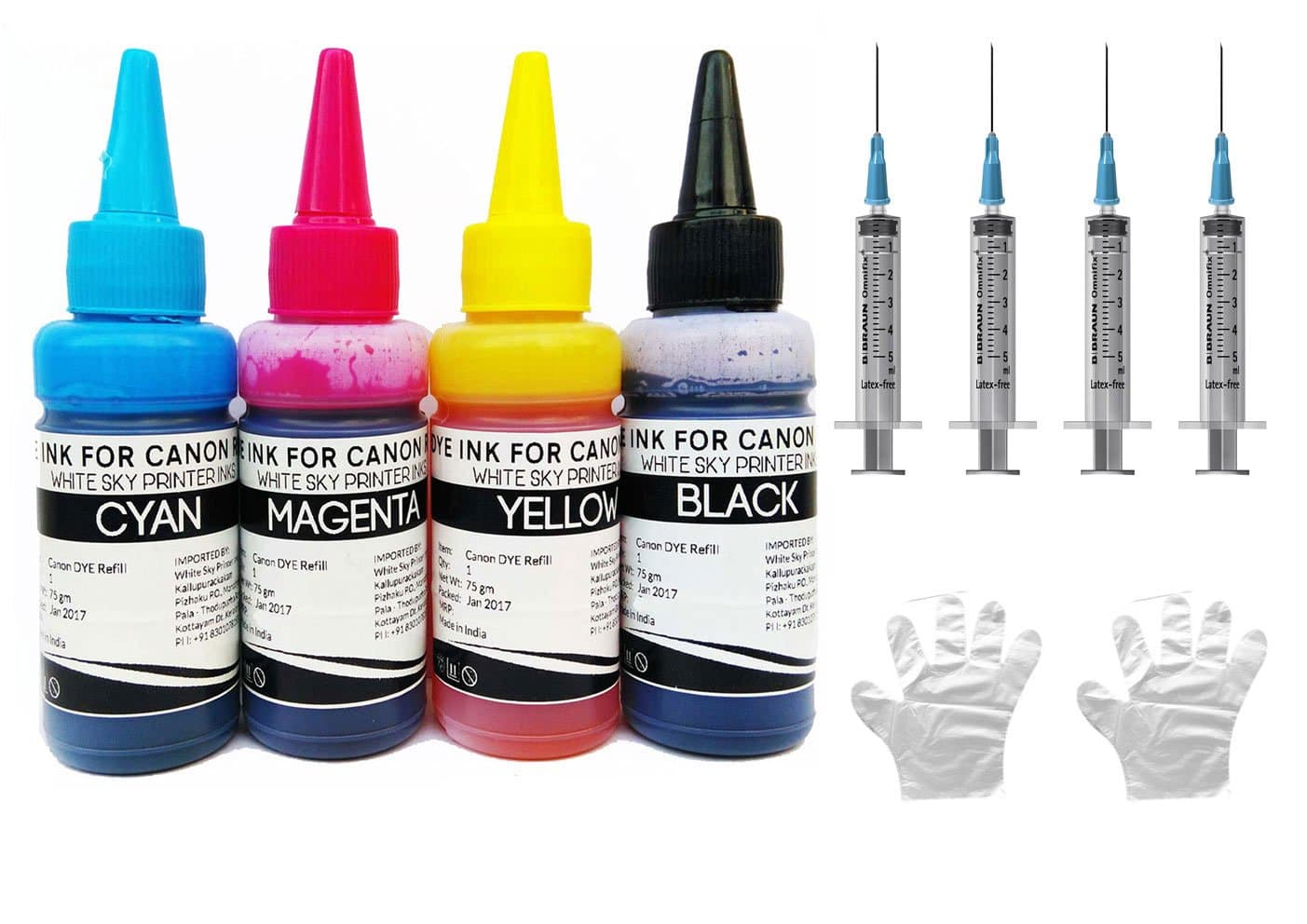 White Sky Compatible Refill Ink for Canon Printers 300ml MP287, iP2770, iP2772, MP237, 245, 258, 276, 287, MP486, 496, 497, MX328, MX338, MX347, MX357, MX366, MX416, 426, MX 377, 397, MX437, MX457, 477, 517, 527, MC537 with 4 Syringes