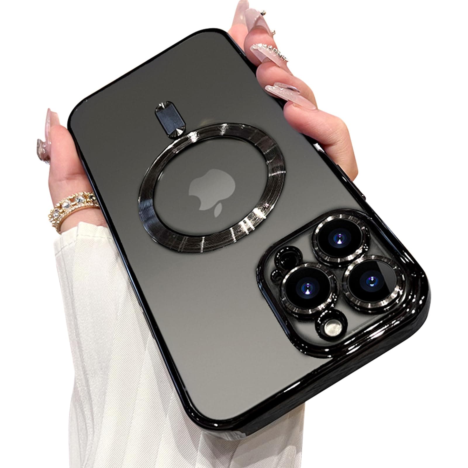 OOK Compatible iPhone 13 Pro Max Case with Camera Lens Protector (Compatible with MagSafe) Anti-Scratch Shockproof Protective Slim iPhone 13 Pro Max Case for Women Men - Black