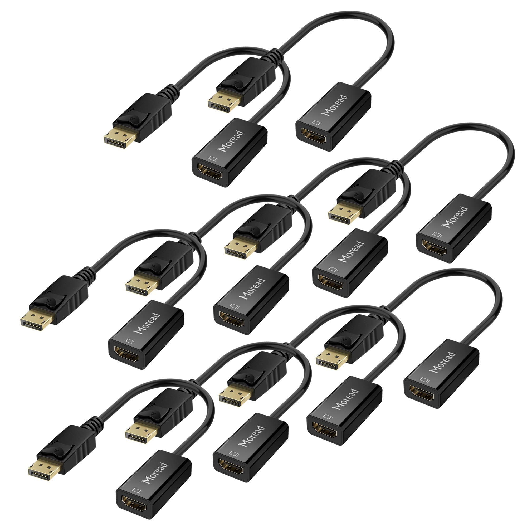 4K DisplayPort (DP) to HDMI Adapter, 10 Pack, Uni-Directional Gold-Plated Display Port Computer to HDMI Screen Converter (Male to Female) Compatible with HP, Dell, Lenovo & More, Passive -Black