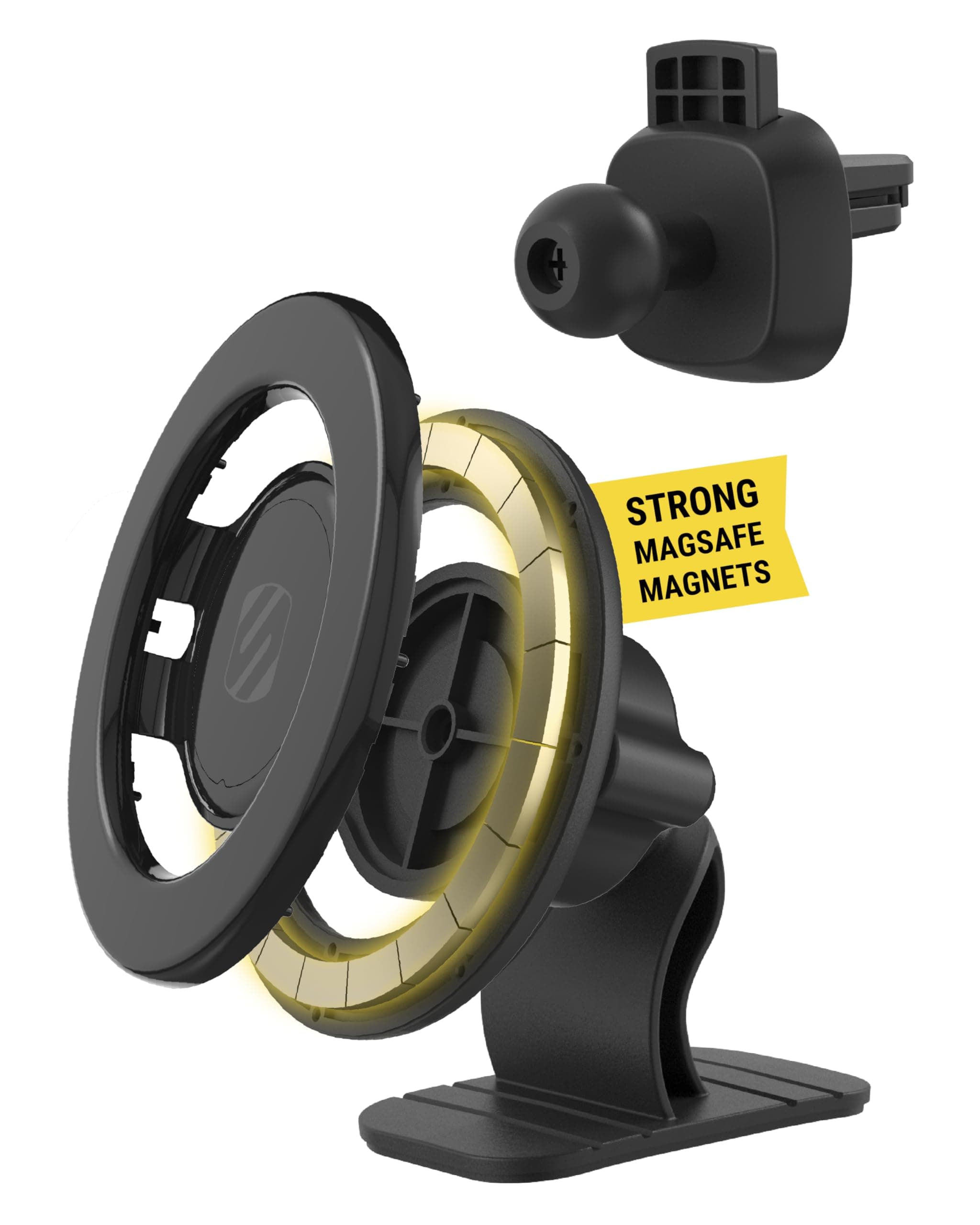 Scosche MagicMount Select MagSafe Car Mount for iPhone, Strong Magnetic Phone Holder for Car Magnet Phone Mount with 360° Rotation for Dashboard/Vent Compatible with iPhone 17/16/15/14 Pro Max Android