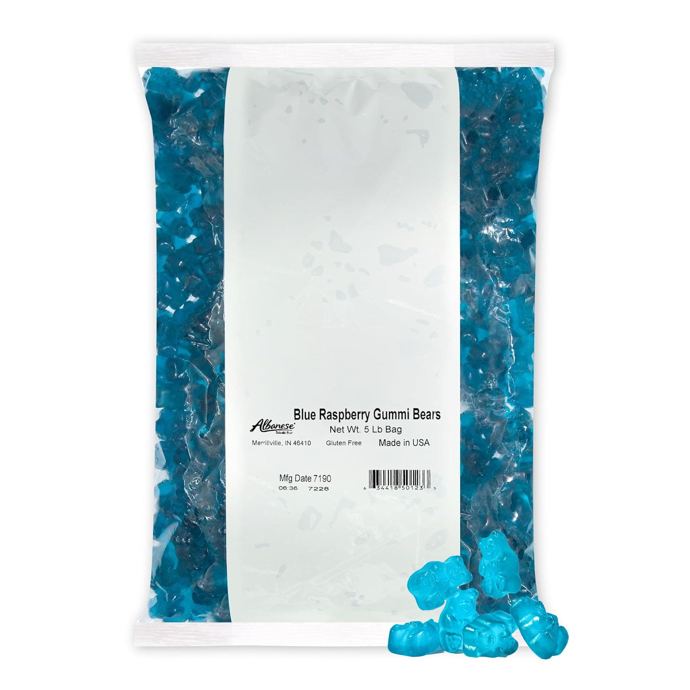 Candy, Blue Raspberry Gummi Bears, 5-pound Bag