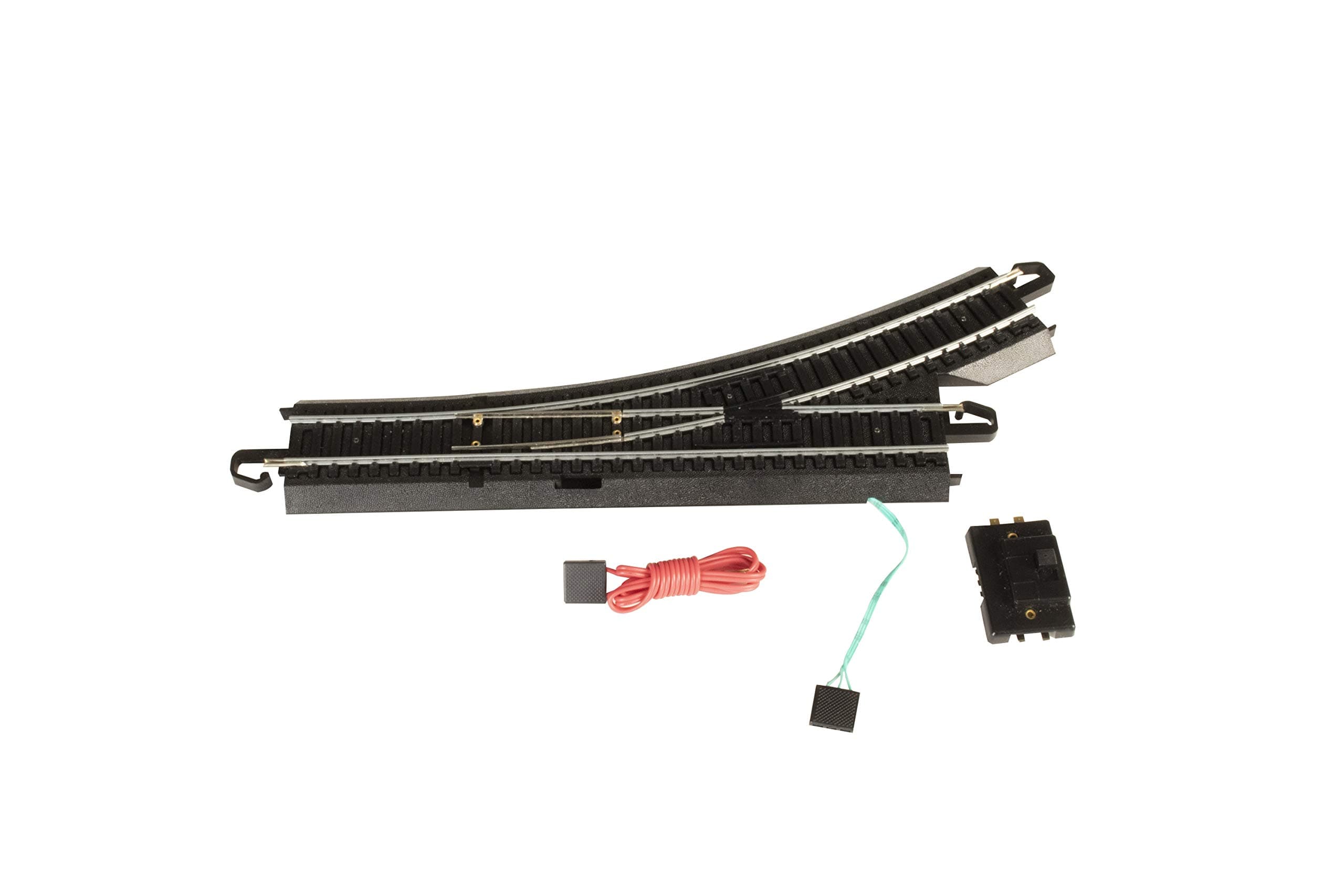 Trains - Snap-Fit E-Z TRACK REMOTE TURNOUT - LEFT (1/card) - STEEL ALLOY Rail With Black Roadbed - HO Scale